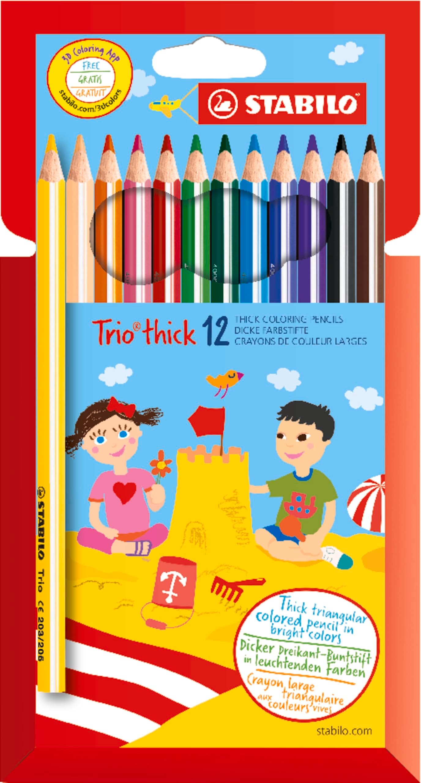 STABILO - Dreikant-Buntstift - Trio dick - 12er Pack