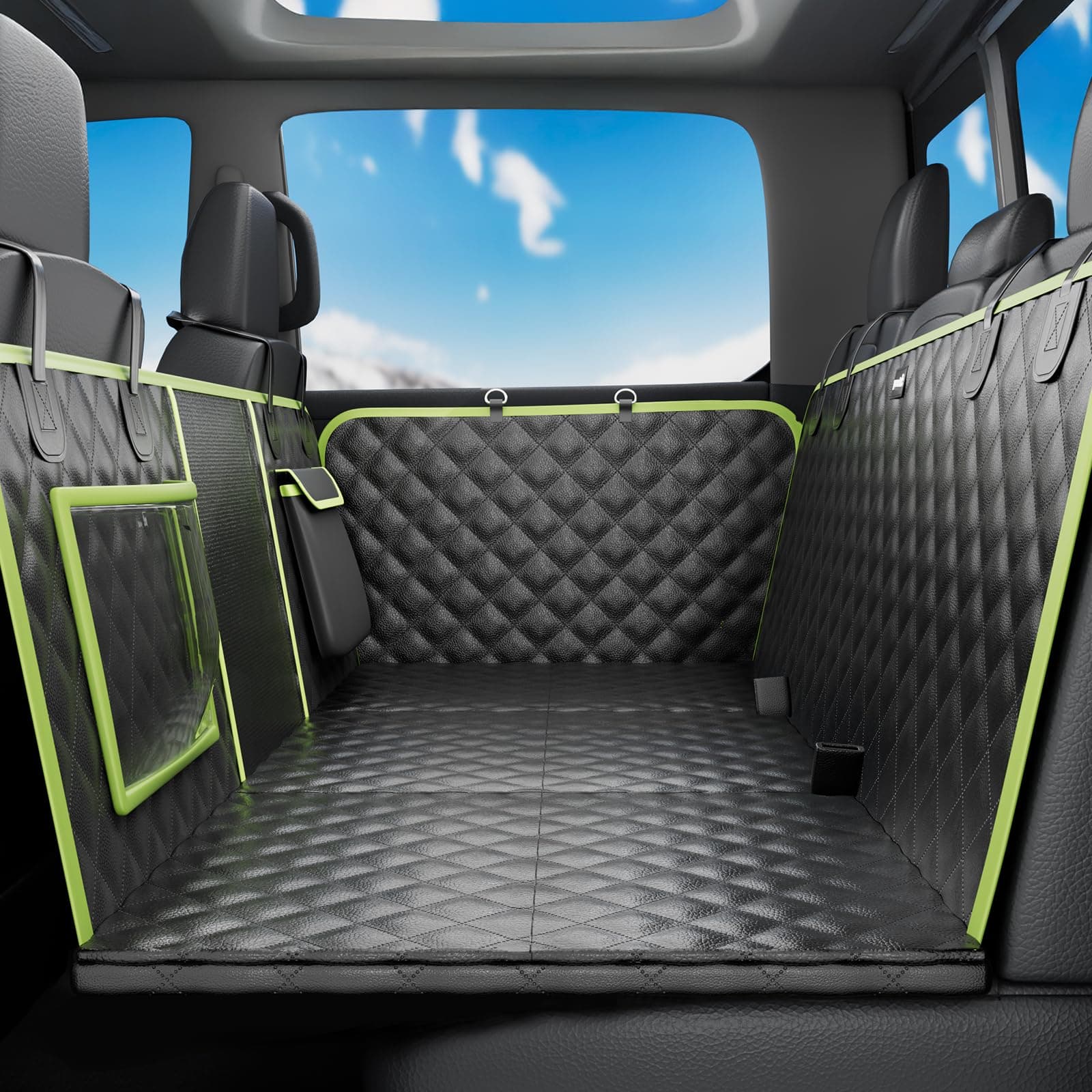 Pecute Funda Coche Perro con Fondo Duro para Grandes SUV/Camioneta 145 * 73 cm, Súper Impermeable, Fácil de Limpiar, Fácil de Guardar y Ahorra Espacio, Antirayaduras, Textura sofá,hasta 150 kg