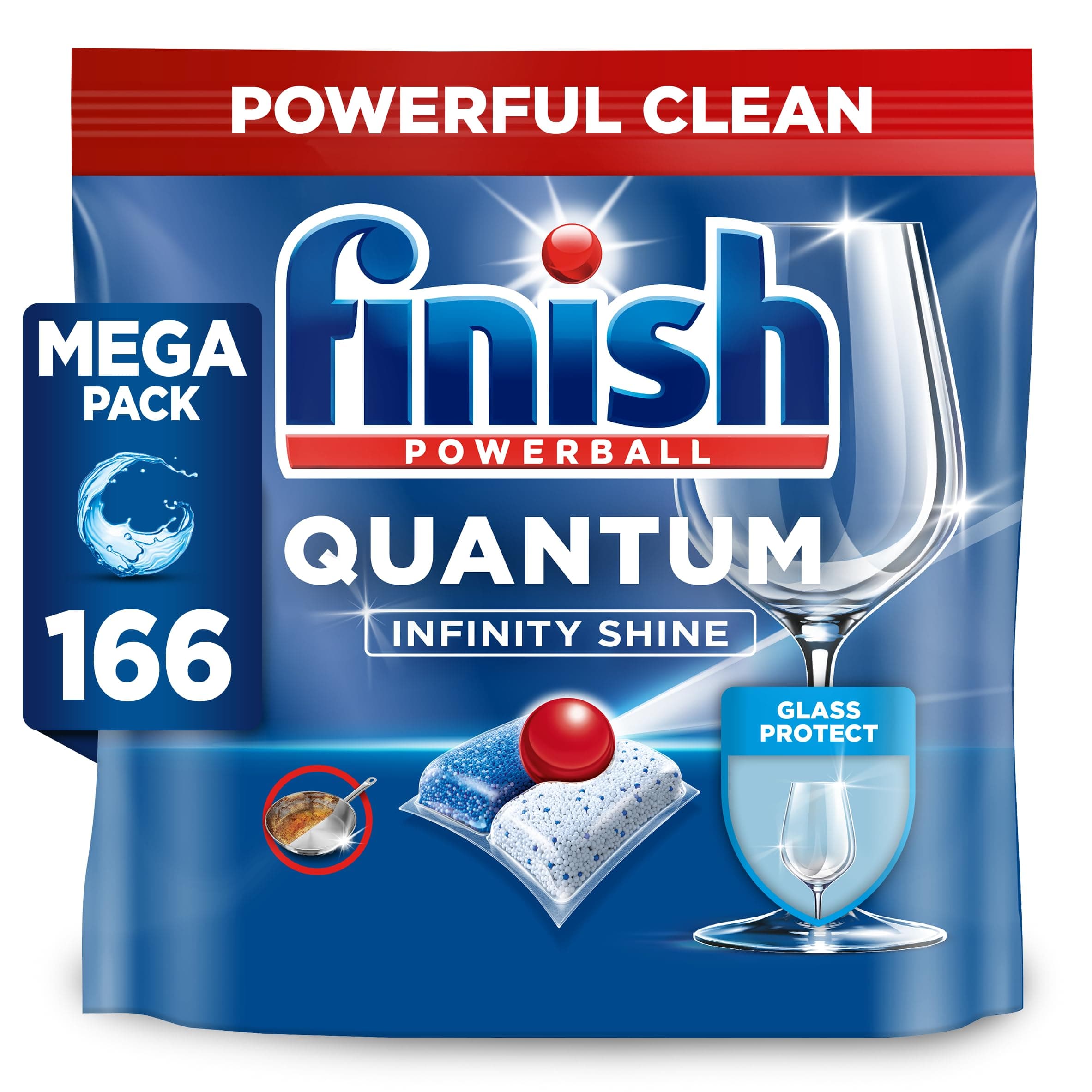 Finish Quantum Infinity Shine Pastilles Lave-Vaisselle, Elimine Les Taches Tenaces, 166 Capsules