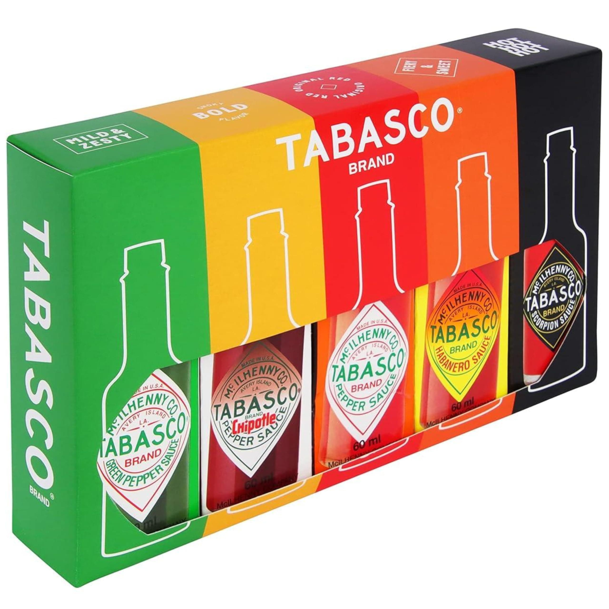 Tabasco Original Set Regalo di Salse - Set regalo di salsa piccante deluxe con 5 gusti diversi (5 x 60ML) - 100% ingredienti naturali - Salsa barbecue.