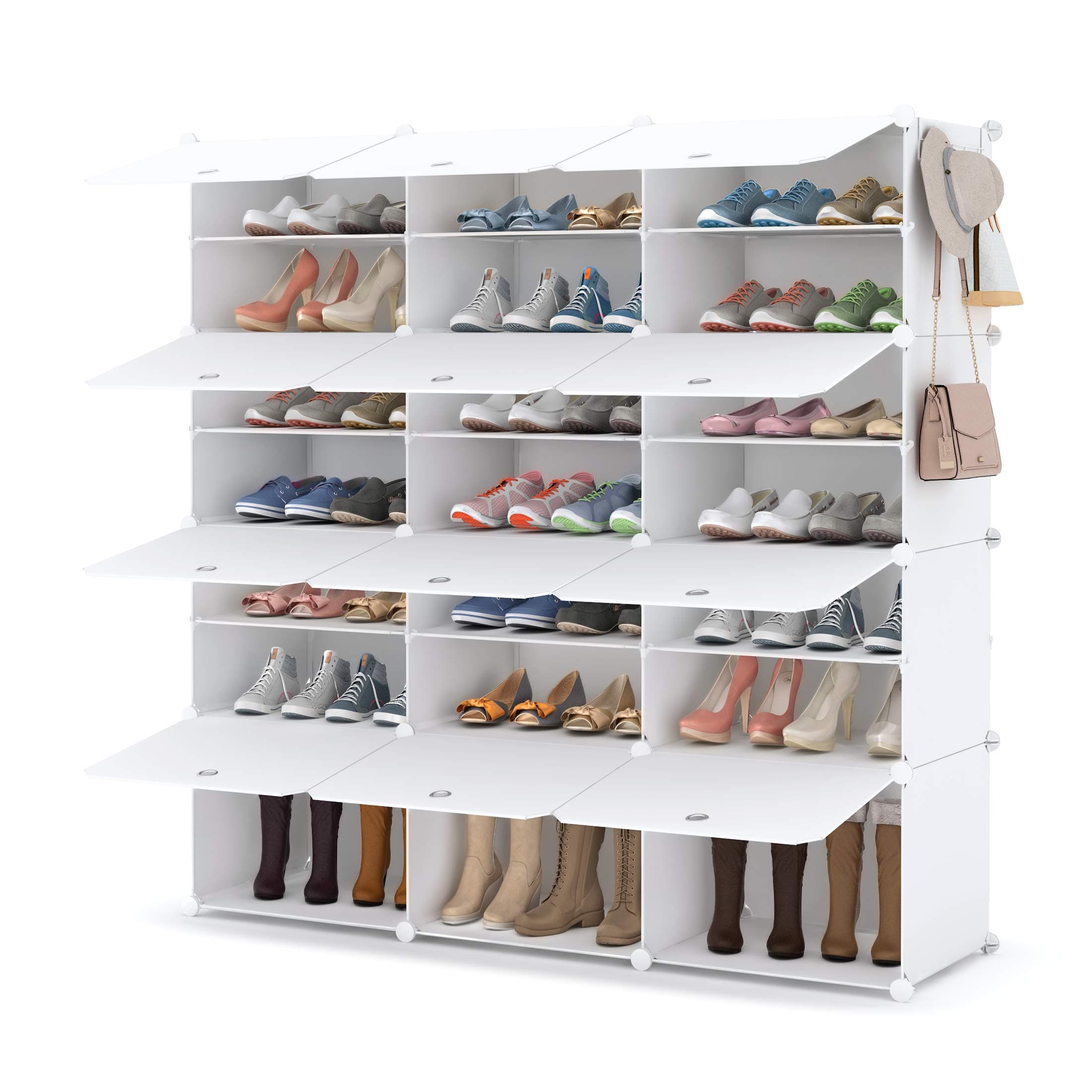 HOMIDEC Zapatero, 7 Niveles Mueble Zapatero para 42 Pares Armario Zapateros, Zapateros Blanco para Dormitorio Sala de Estar