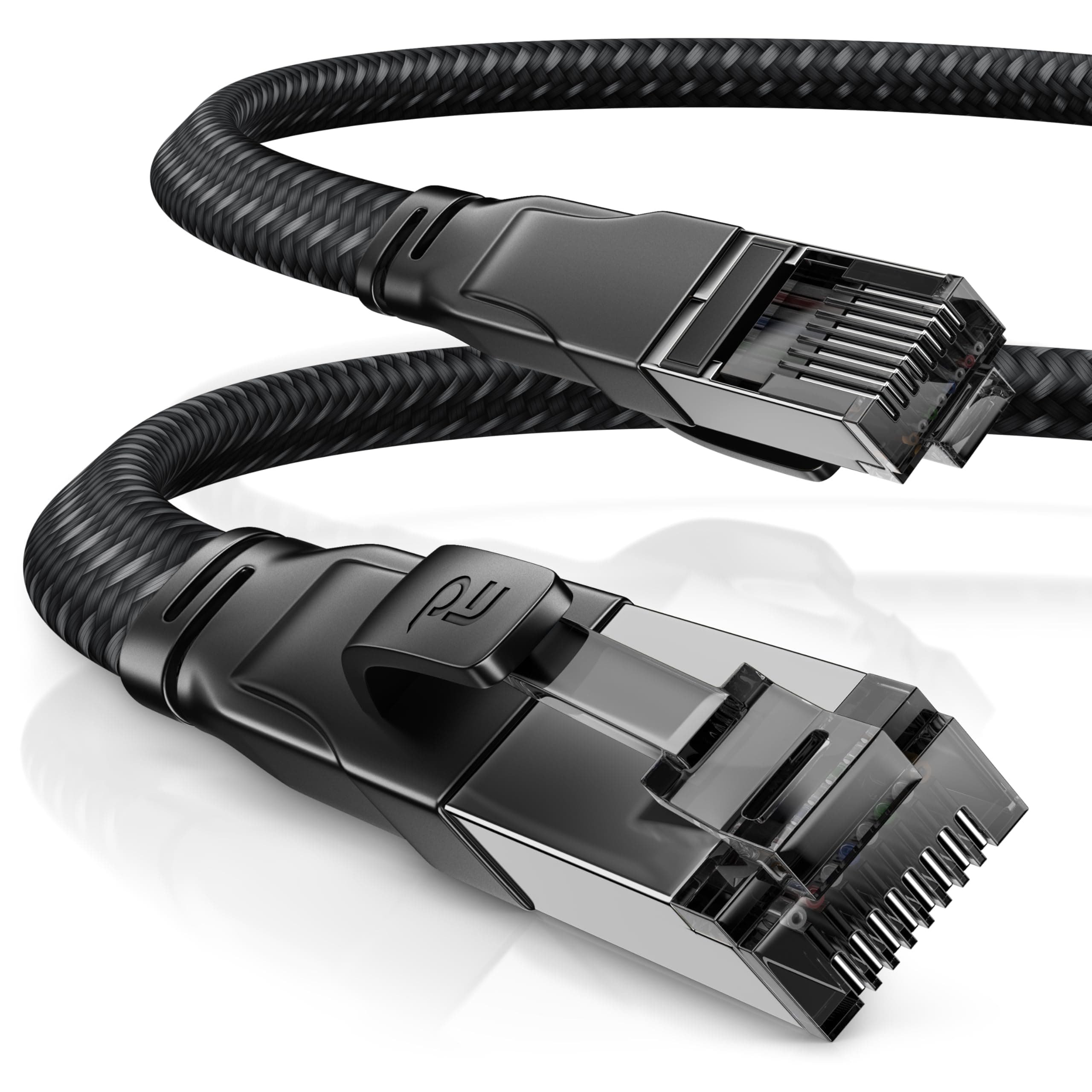 CSL - 5m CAT8.1 Netzwerkkabel Flach 40 Gbits - Baumwollmantel - LAN Kabel Patchkabel - CAT8 Gigabit RJ45 Ethernet Cable - 40000 Mbits Geschwindigkeit - Flachbandkabel - Verlegekabel - CAT6 CAT7