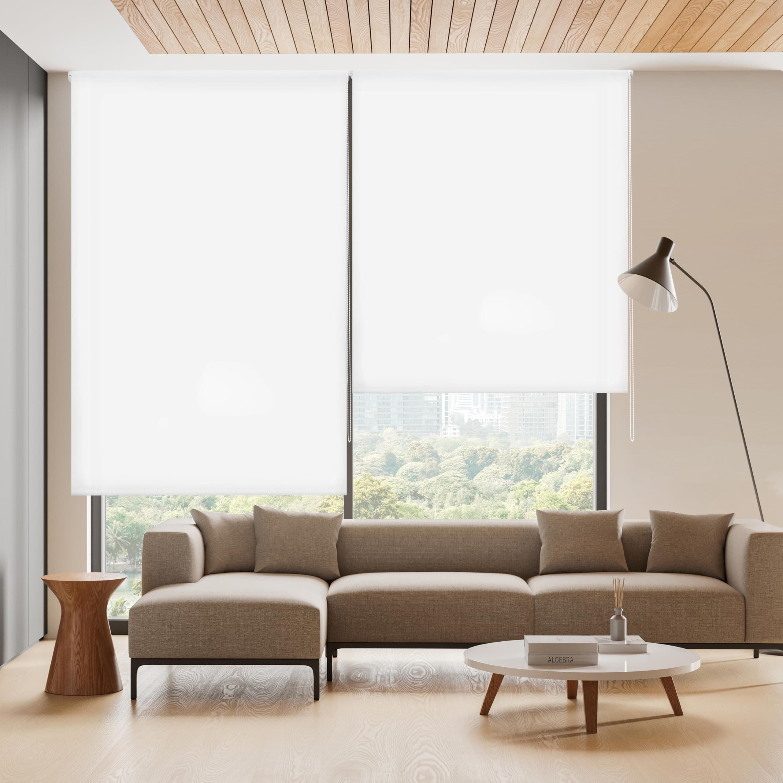 Blindecor Ara | Estor enrollable translúcido liso - Blanco Roto, 180 x 175 cm (ancho por alto) | Tamaño de la Tela 177 x 170 cm | Estores para ventanas