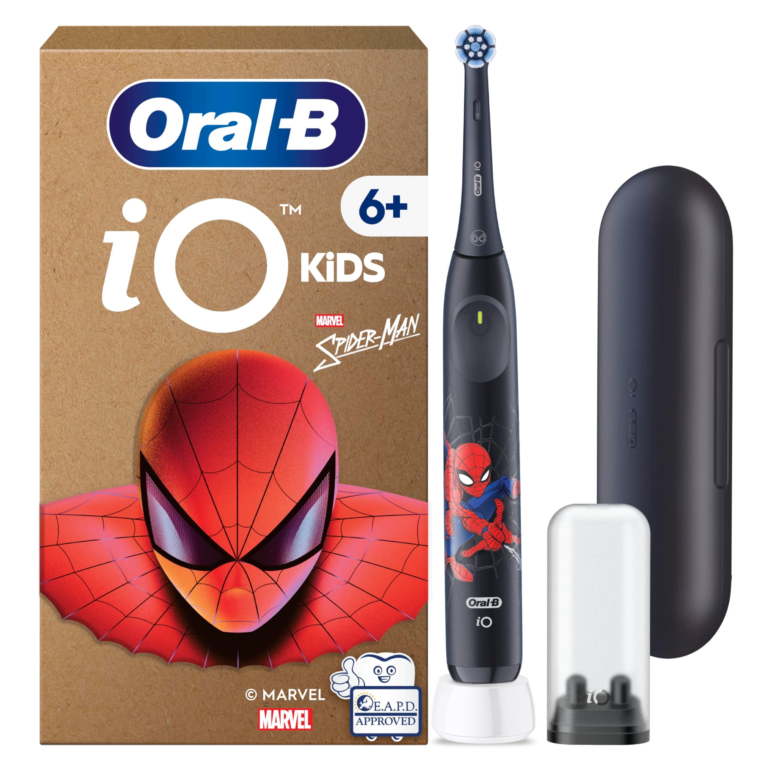 Oral-B Brosse A Dents Electrique Enfant Marvel Spiderman, Brosse Kids Dotée De La Technologie iO, 3 Modes De Brossage Dont Douceur Pour Protéger Les Gencives, Brossette Oral B De Rechange, Etui