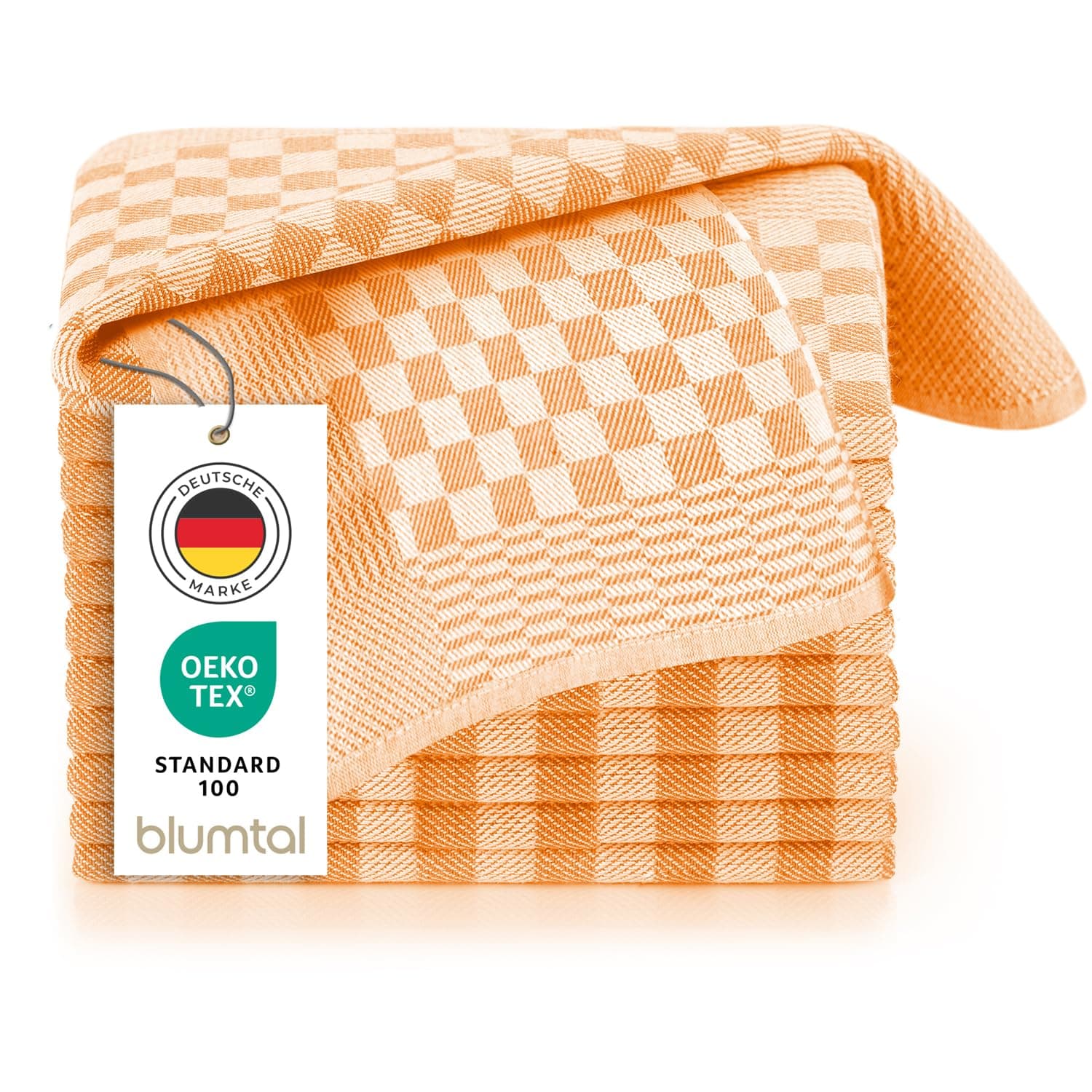 Blumtal Geschirrtücher Baumwolle 50x70 cm im 10er Set - Oeko-TEX zertifizierte Küchentücher - extrem saugstarke Geschirrhandtücher - Küchenhandtücher waschbar 95 °C - Geschirrtuch Orange