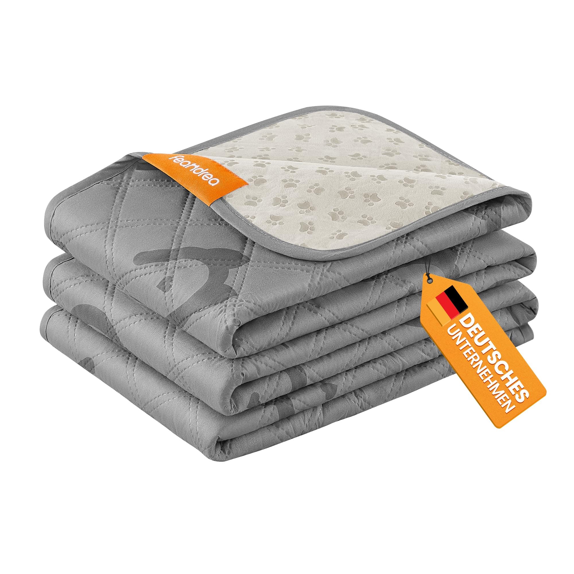 Feandrea wasserdichte Hundedecke, Decke, 135 x 76 cm, Autoschondecke für Haustiere, Sofaschutz, maschinenwaschbar, rutschfeste Unterseite, Stepp-Design, Taubengrau PPB024GD01