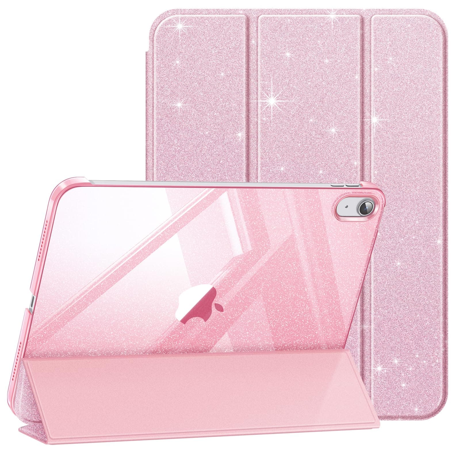 Fintie Hülle für iPad 11. Generation 2025 11 Zoll (A16), iPad 10. Generation 10.9 Zoll 2022 - Ultradünn Schutzhülle mit transparenter Rückseite Abdeckung Case Cover, Auto Schlaf/Wach, Glitzer Rosa