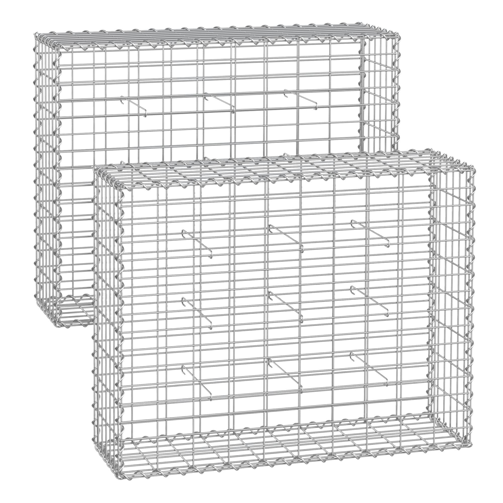 SONGMICS Gabion pour Pierre, Cage en Métal, Panier à Pierre, Maille 5 x 10 cm, Galvanisé, Mur, Paterre, Décoration de Jardin, 100 x 80 x 30 cm, Lot de 2, Argent GGB283V1