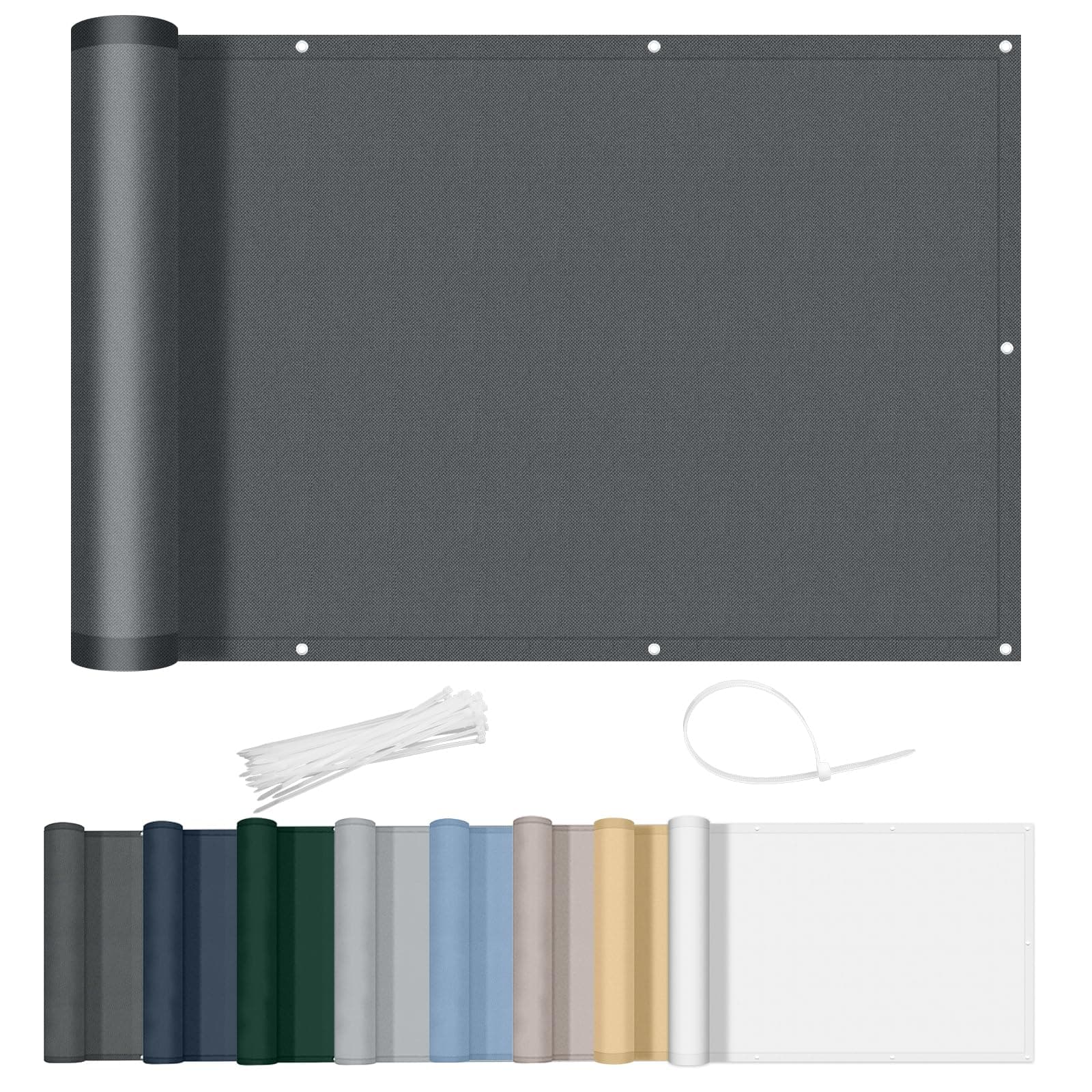 AXT SHADE Frangivisto Balcone Protezione 80x500cm Impermeabile Copri Ringhiera Balcone Privacy Frangivento Protezione UV con Occhielli e Fascetta per Terrazza Esterno-Antracite