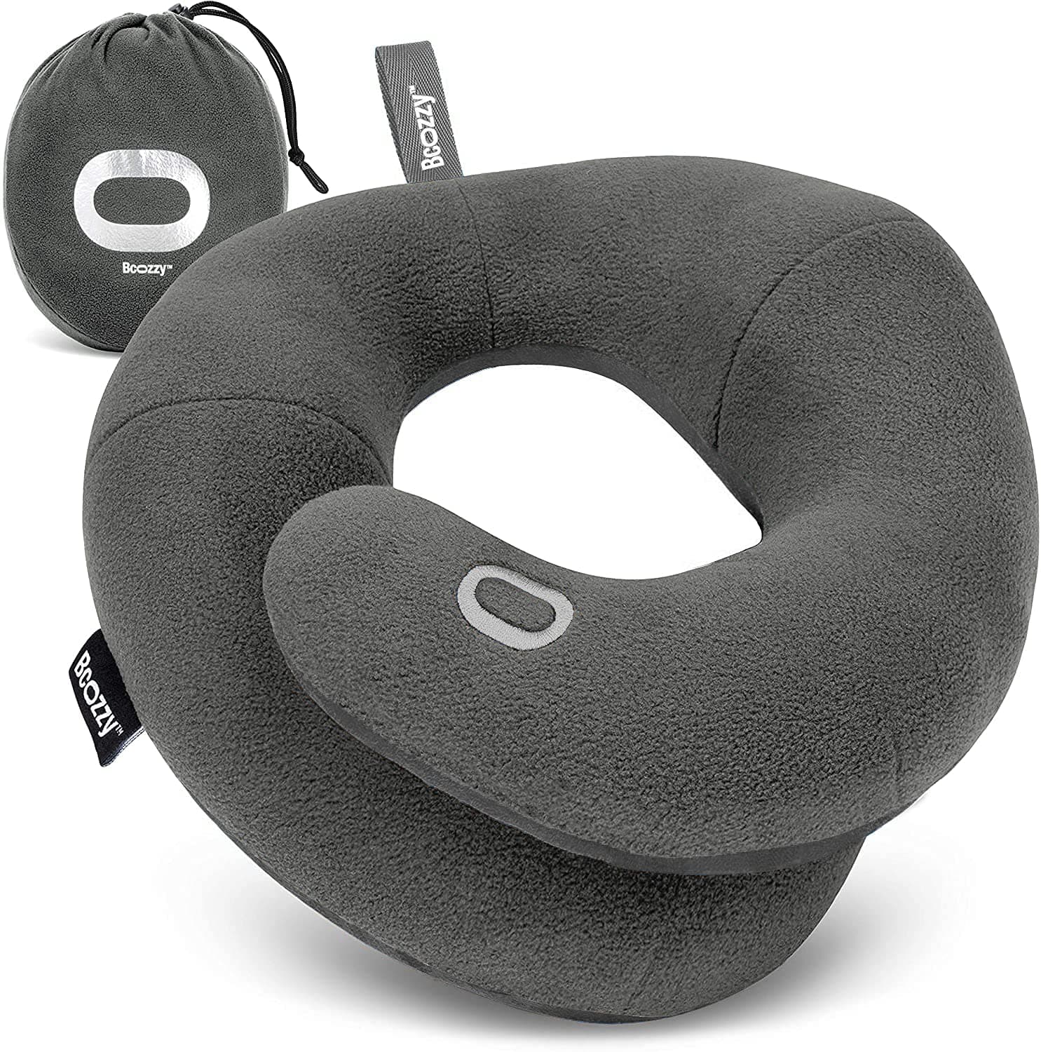BCOZZY La Almohada para el Cuello para Viajes Brinda Doble Soporte para La Cabeza, el Cuello y La Barbilla En Cualquier Oosición para Dormir En Vuelos, Suave, Cómoda, Tamaño Large, Gris