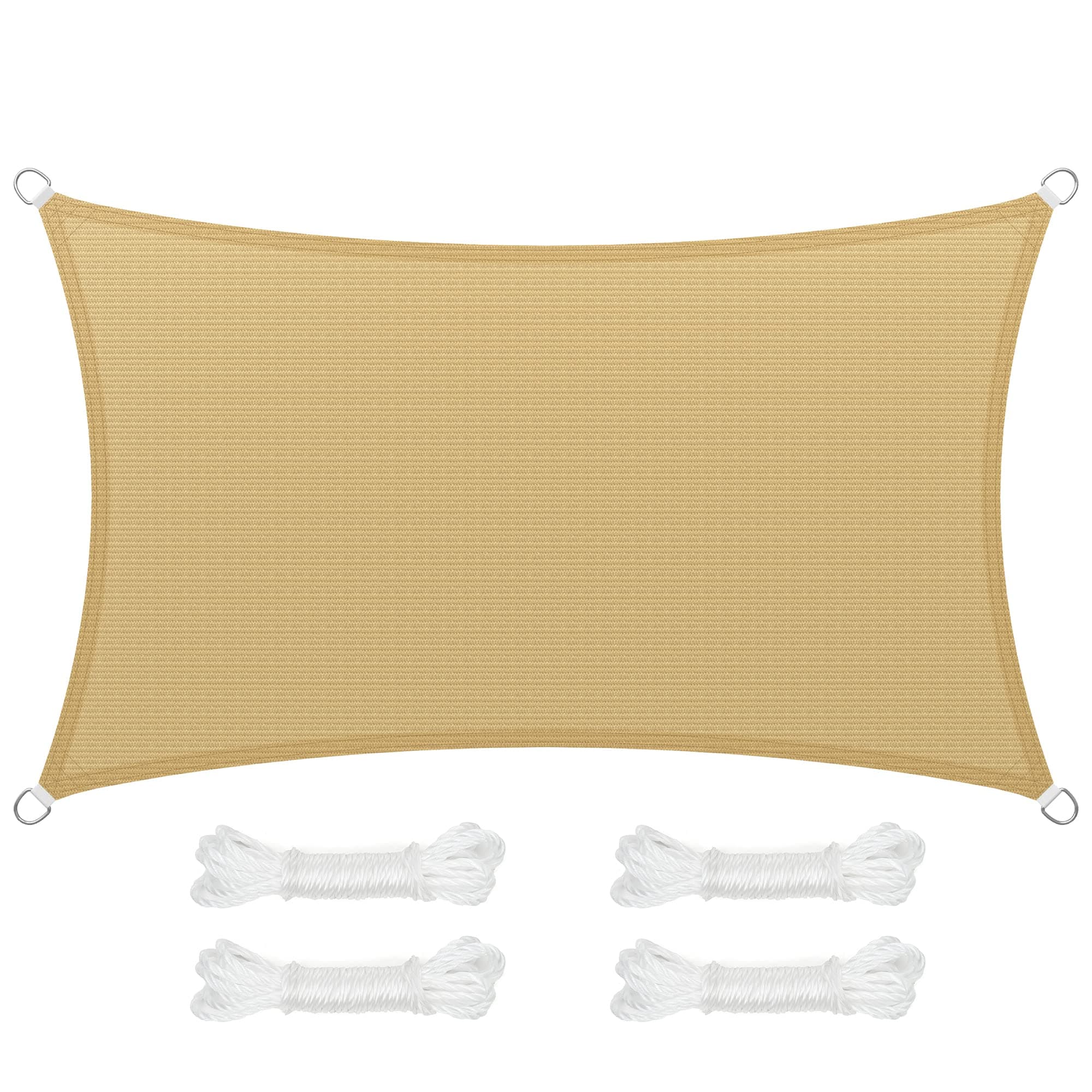 SONGMICS Vela Parasole 3 x 5 m, Tenda da Sole in Tessuto HDPE, Permeabile all'Aria e all'Acqua, Rettangolare, Concava, Corde da 2 m, Giallo Sabbia GSS35EYV1