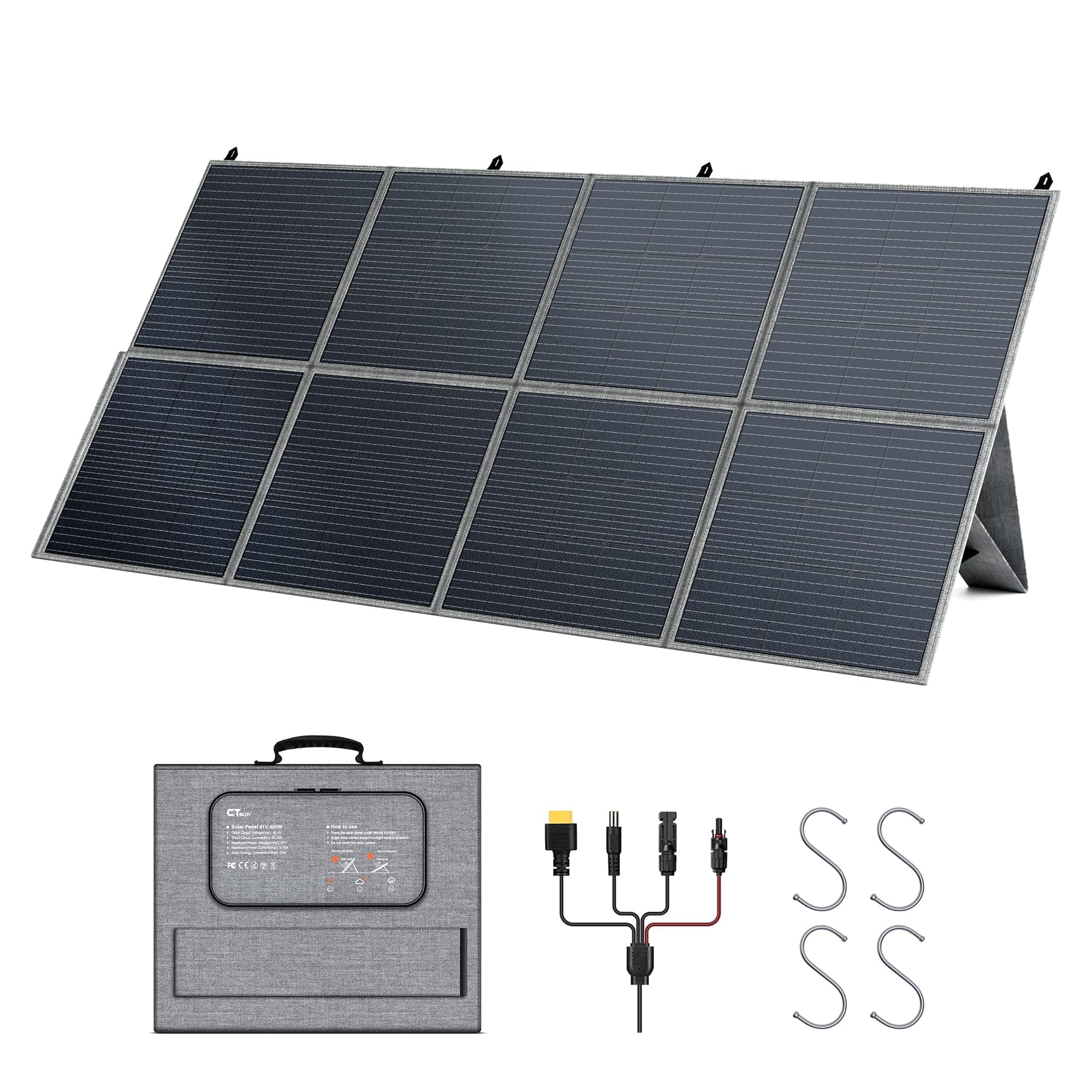 CTOLITY Panel Solar Portátil de 400W, Módulo Solar Plegable para Estación de Energía Portátil, 25% de Eficiencia, IP65 Resistente al Agua, Sistema Solar para Exterior, RV, generador solar, furgoneta