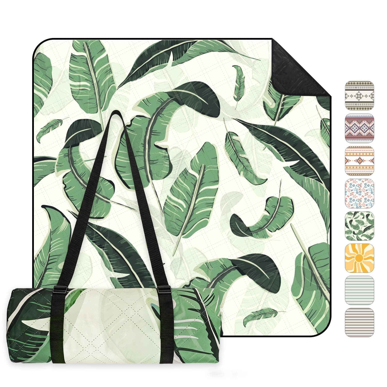 Sekey Picknickdecke Wasserdicht 150x200 cm, Stranddecke Sandfrei | Gepolstert, Dreischichtige Struktur, PEVA-Wasserfestboden, Bindegurt-Trageriemen, geeignet für Picknick, Camping, Strand