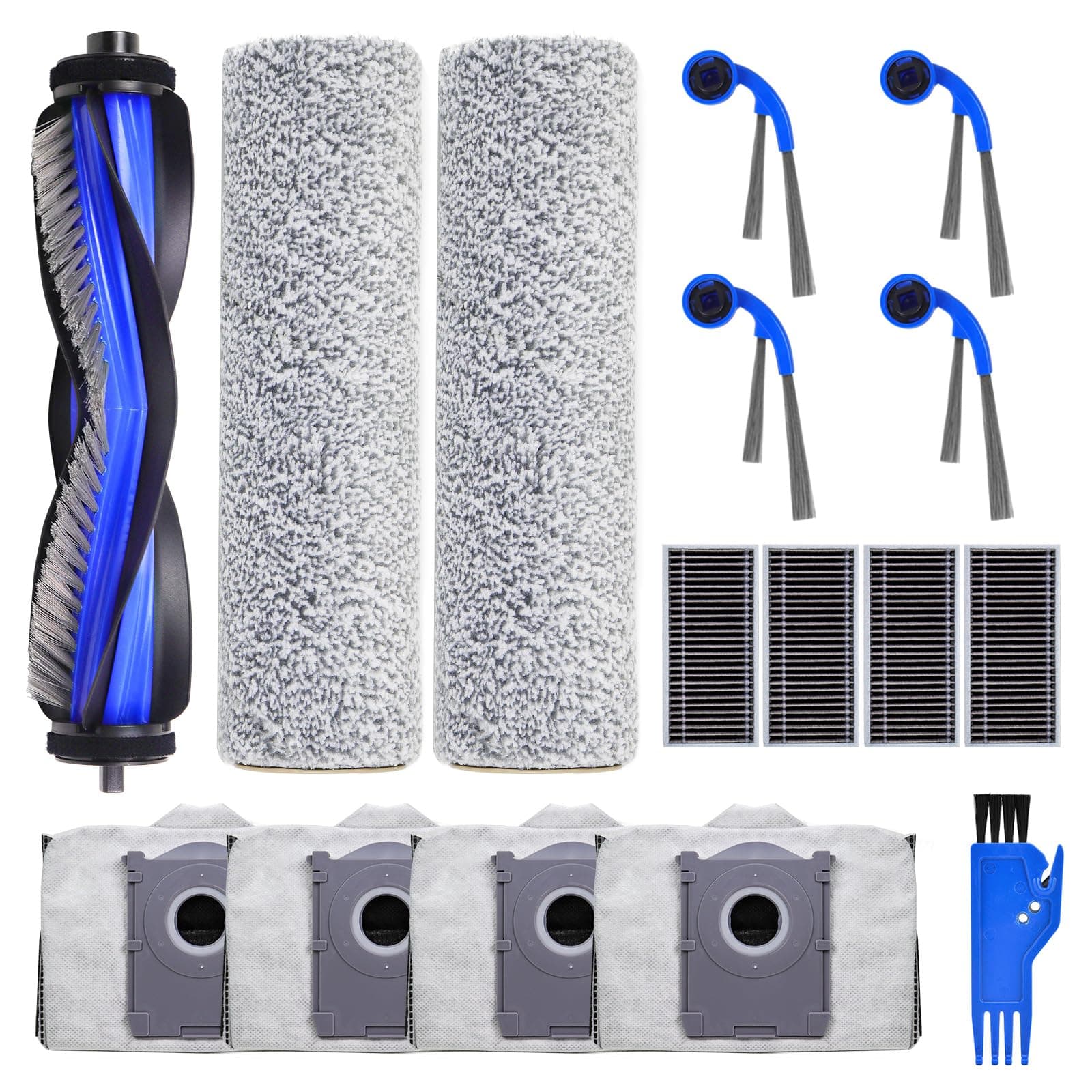 T80 Accessoires de Rechange Compatibles avec ECOVACS DEEBOT T80 OMNI Robot Aspirateur, 1 Brosse Principale, 4 Filtres, 4 Brosses Latérales, 2 Rouleaux Nrosse, 4 Sacs à Poussière