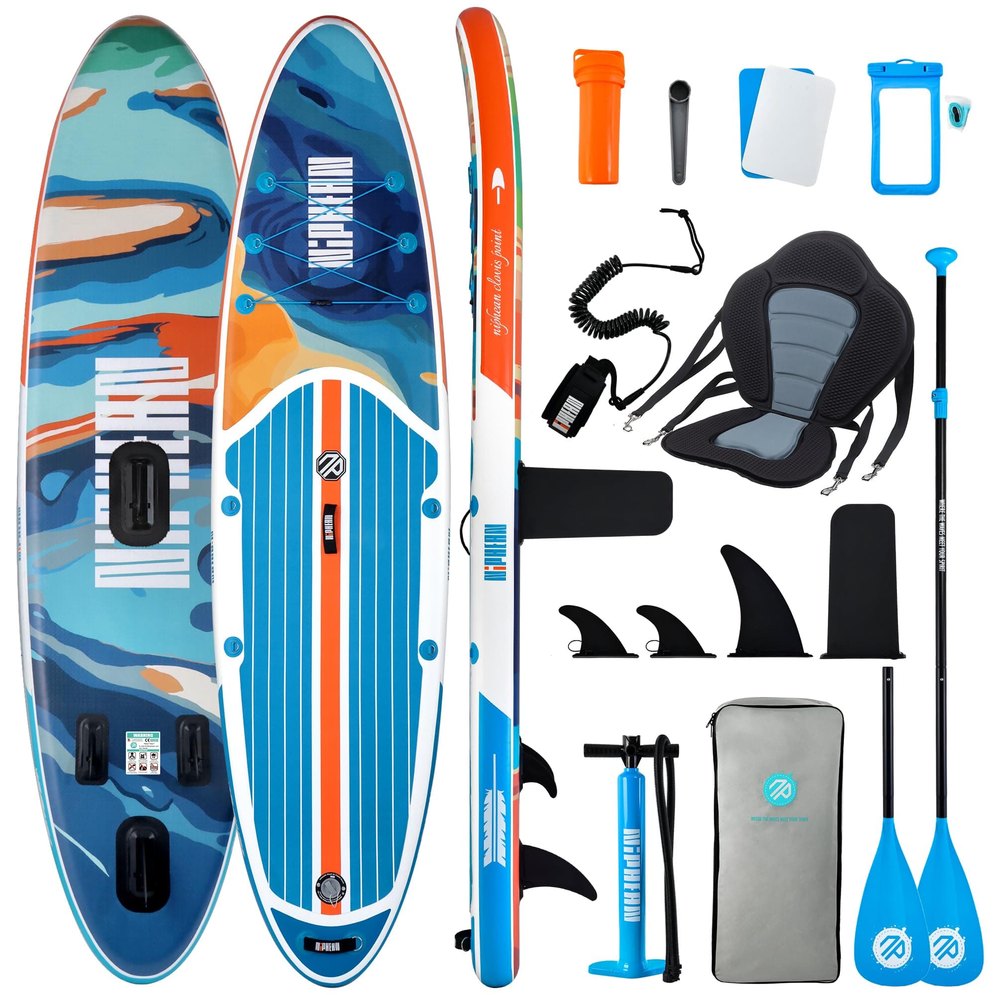 Niphean Tabla Paddle Surf Hinchable para Adultos con Todos los Accesorios, 320cm Paddle Surf Hinchable para Todos los Niveles, Sup Capacidad 200kg para 2 Personas, Stand up Paddle Board con Asiento