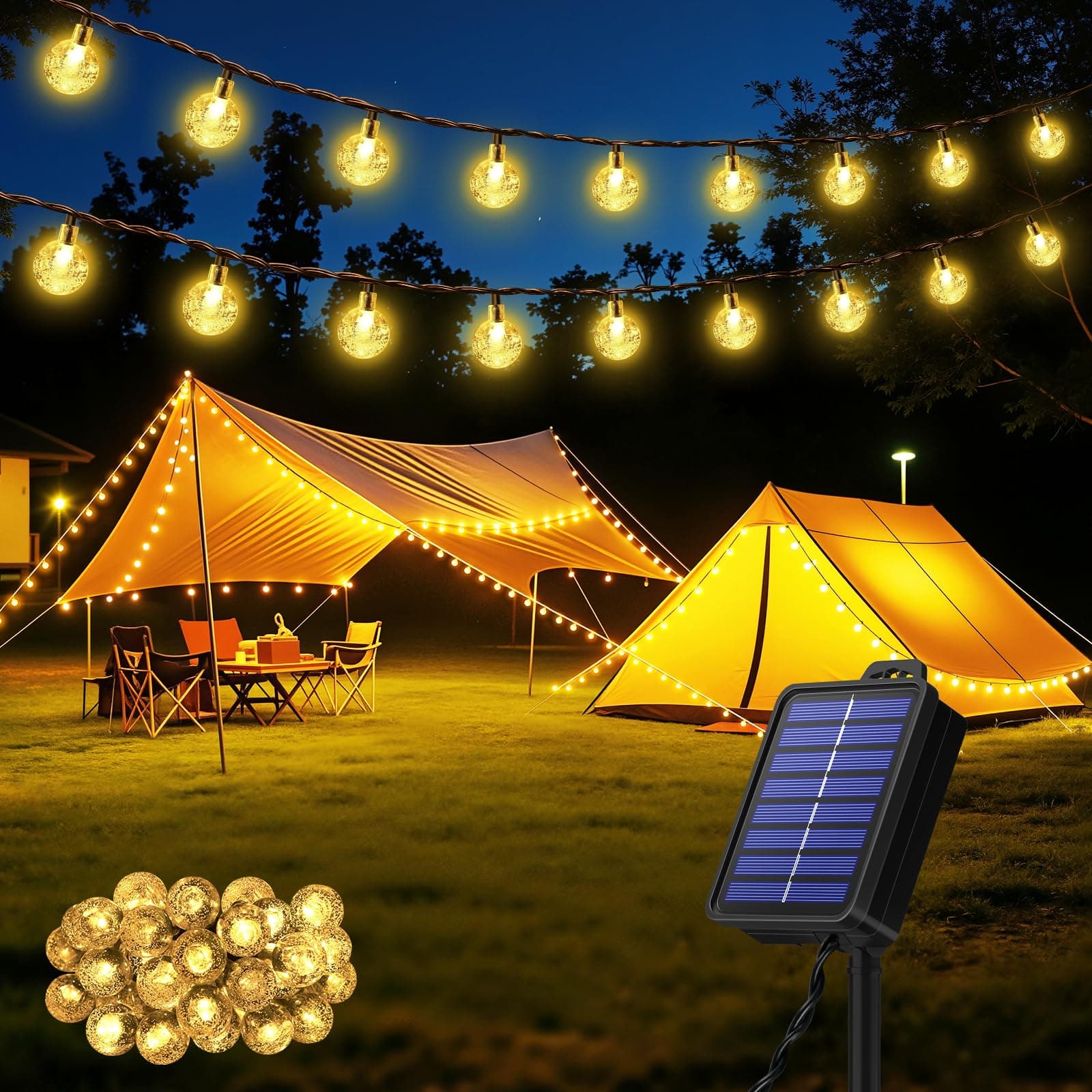 Realky Catena Luminosa Solare da Esterno 30 LED 8.1m, Luci Solari da Giardino con 8 Modalità e Memoria, IP65 Impermeabile, Luci Decorative per Terrazzo, Balcone, Gazebo, Festa (Bianco Caldo)
