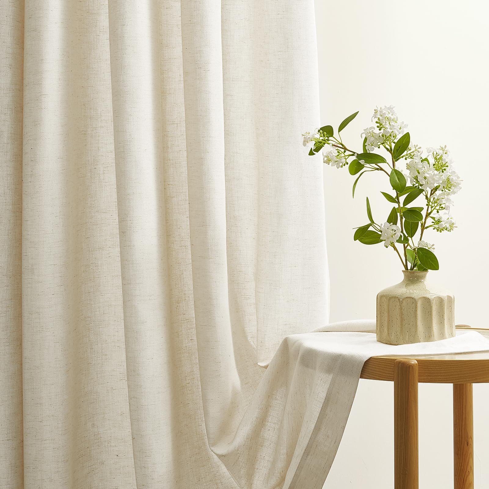 Topfinel Rideau Voilage Naturel Lin Coton Beige 140x220cm Rideaux Voilages Fenetre Salon Chambre Adult Enfant Garcon Cuisine Moderne Décoration Translucides à Oeillets Rideau Draperies Intérieurs 2pcs