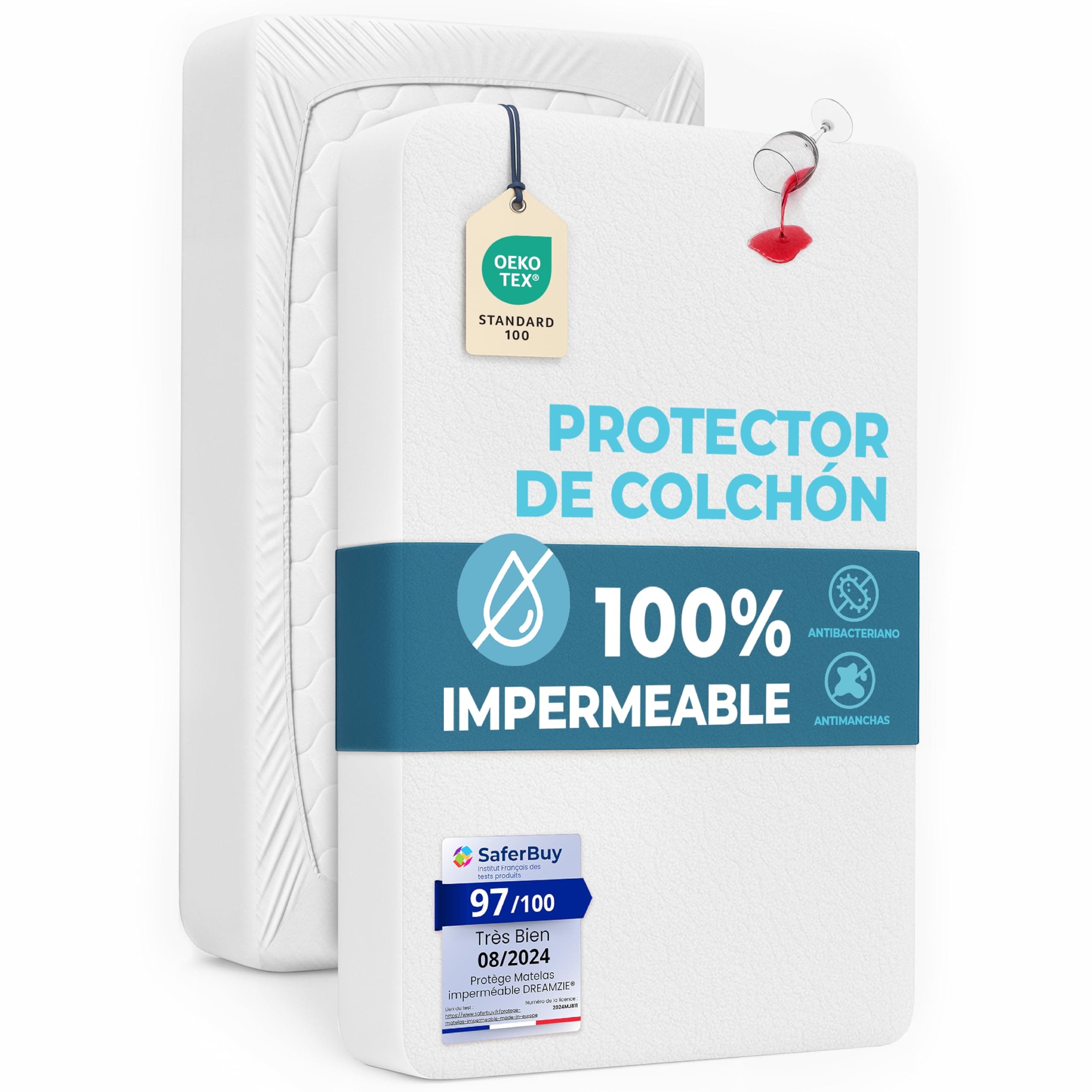 Dreamzie Protector Colchon 150 x 190 Impermeable – Funda Colchon 150x190 cm Suave e Hipoalergénica – Transpirable – Certificado Oeko-Tex