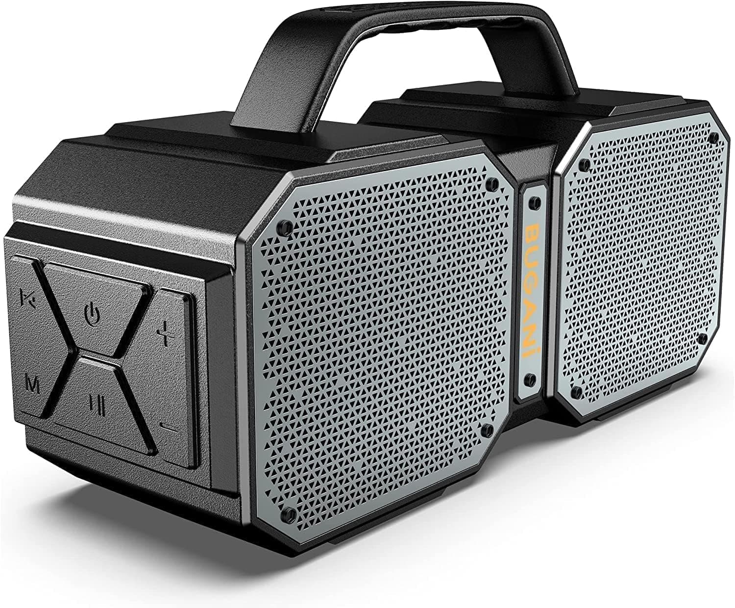 BUGANI Altavoz Bluetooth Potente 120W, Altavoz Bluetooth Grande 5.3, Altavoces Portatil Inalámbrico, Impermeable IPX6, 40H Batería, con Entrada USB/EQ/AUX/TF, para Fiestas Campinga Playa Campo