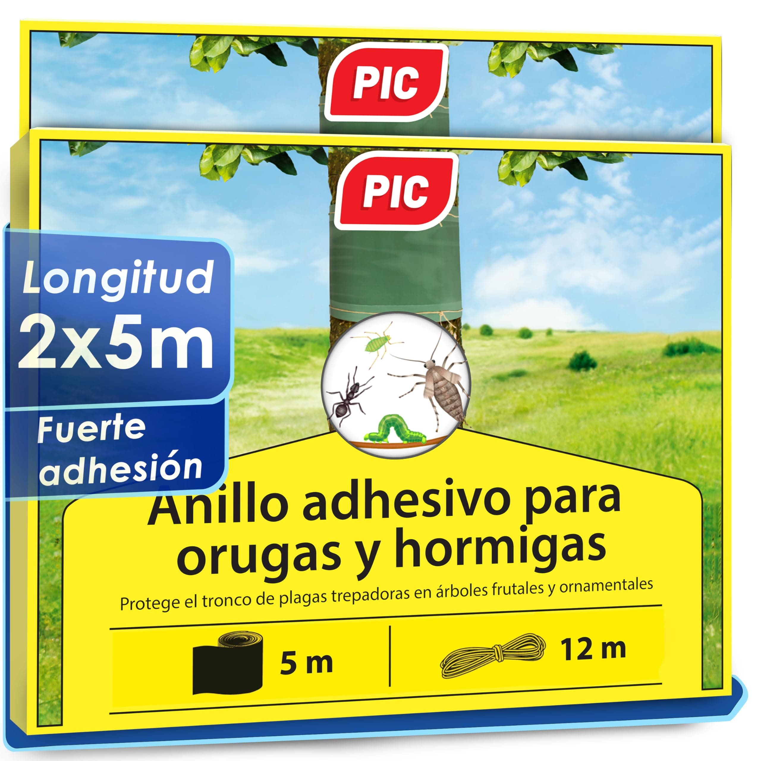 PIC - Pegamento Protector de Árbol con Cinta de Fijación, Trampa de Cola para Orugas, Insectos y Otras Plagas - 10 Metros para Unos 22 árboles