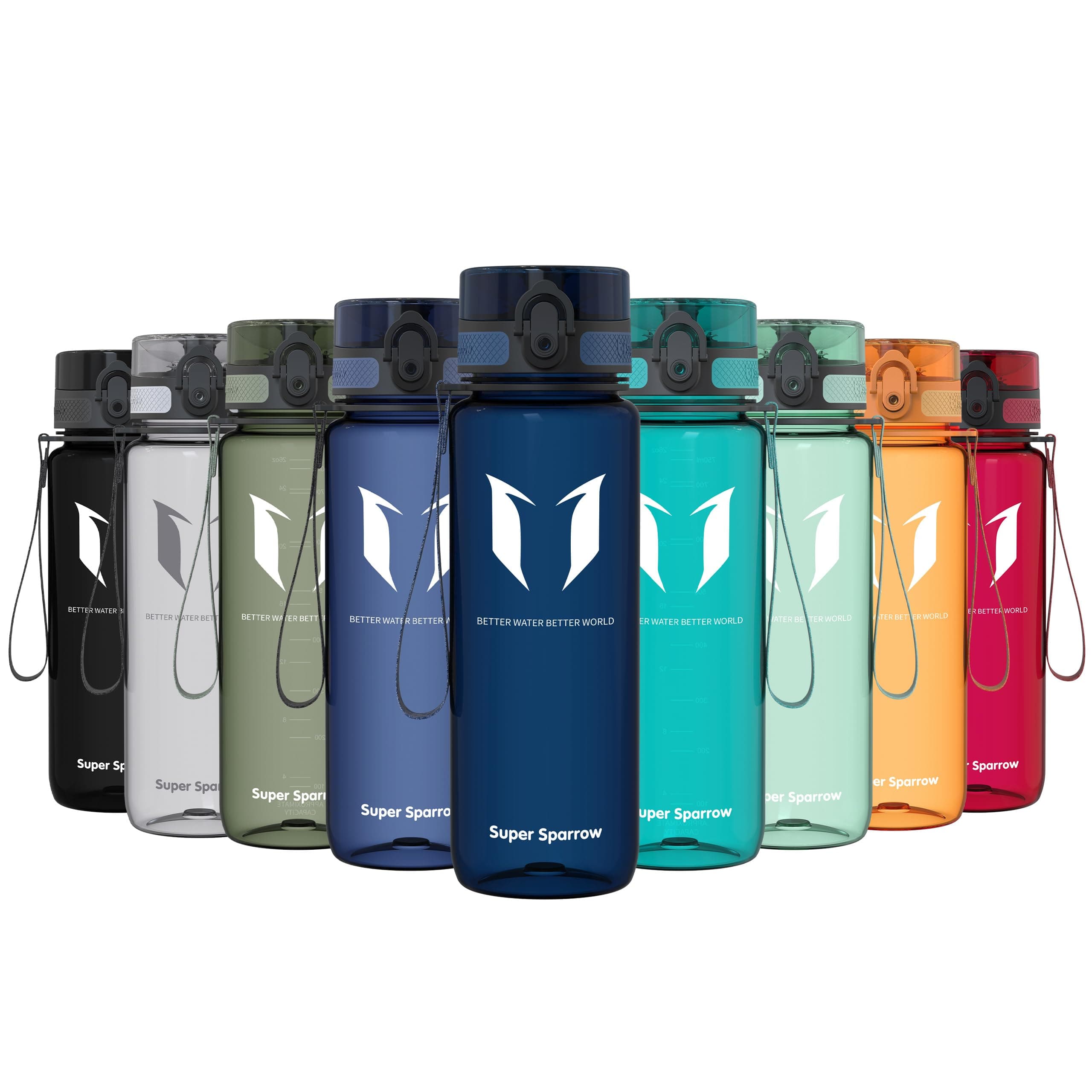Super Sparrow Trinkflasche - Tritan Wasserflasche - 350ml, 500ml, 750ml, 1000ml - BPA-frei - Ideale Sportflasche - Sport, Wasser, Fahrrad, Fitness, Uni, Outdoor - Leicht, Nachhaltig