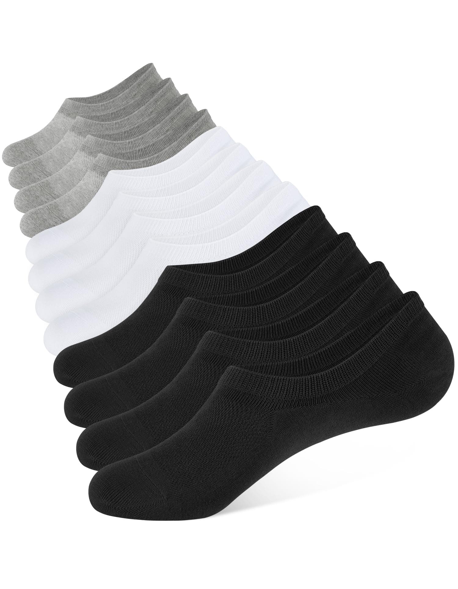 CLOSEMATE 6 Pares Calcetines Invisibles Pinkies Hombre Mujer Verano Tobilleros de Algodón Transpirables Cortos Antideslizantes Silicona Bajos Blancos Negros Gris