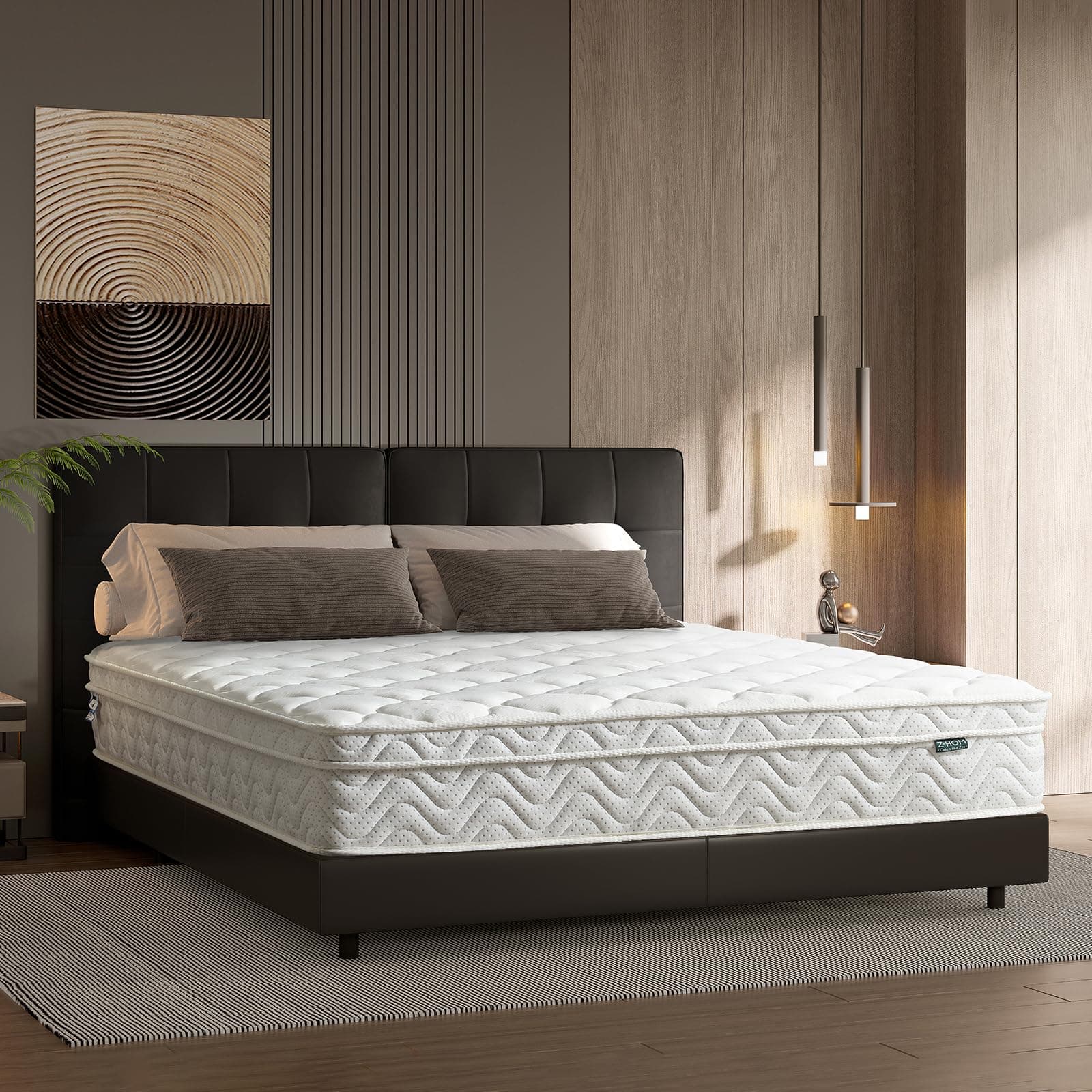 Z-hom colchon 90 x 200 Híbrido de muelles ensacados de 7 Zonas, con Espuma, Altura de 26 cm, Firmeza Media, Tratamiento antiácaros y antibacterias (Blanco)