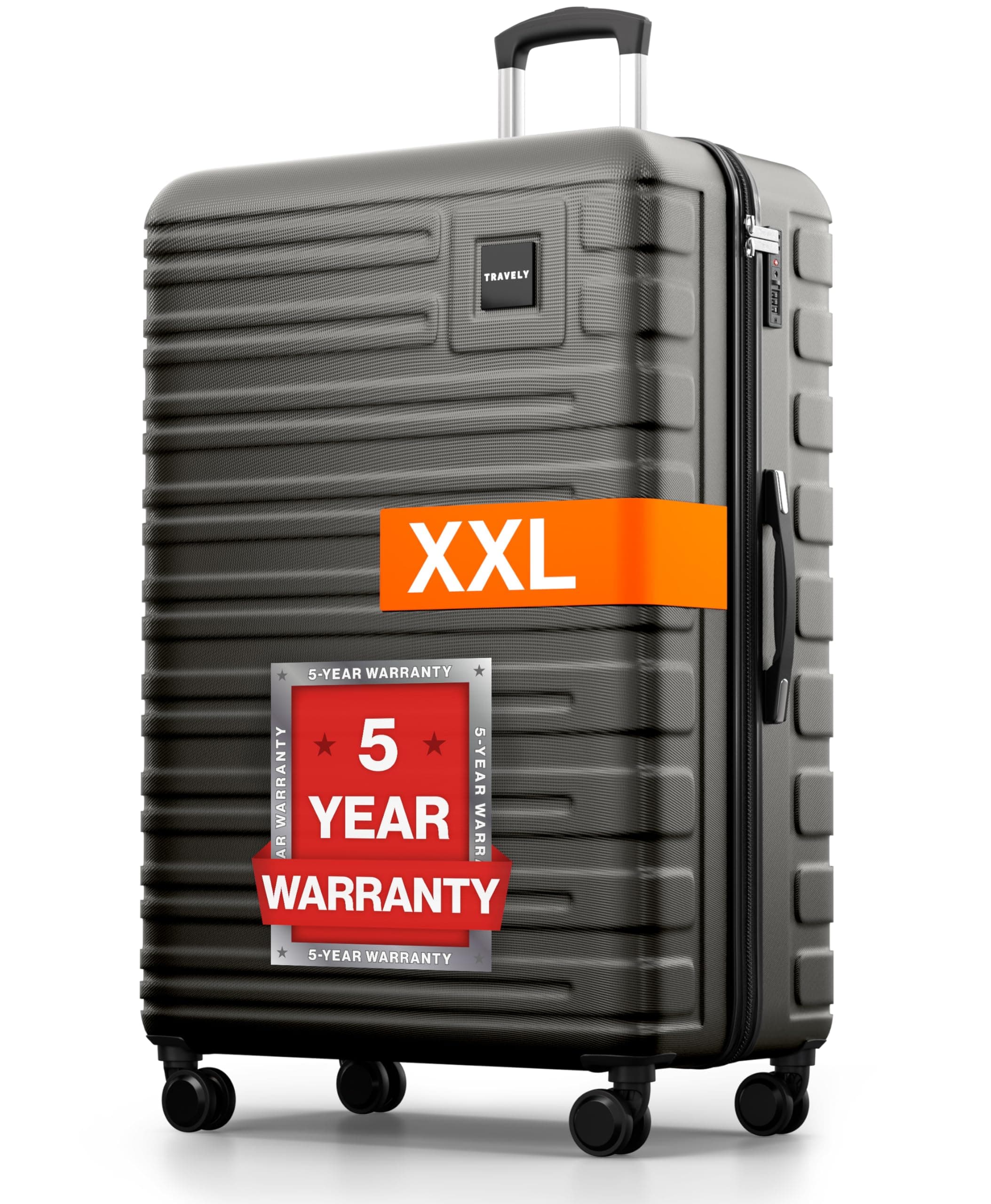 Travely Valise Taille XXL, 87 cm, Volume intérieur 150 L, Valise à Coque Rigide très Robuste avec roulettes Souples et Serrure TSA, Valises, Valises à roulettes