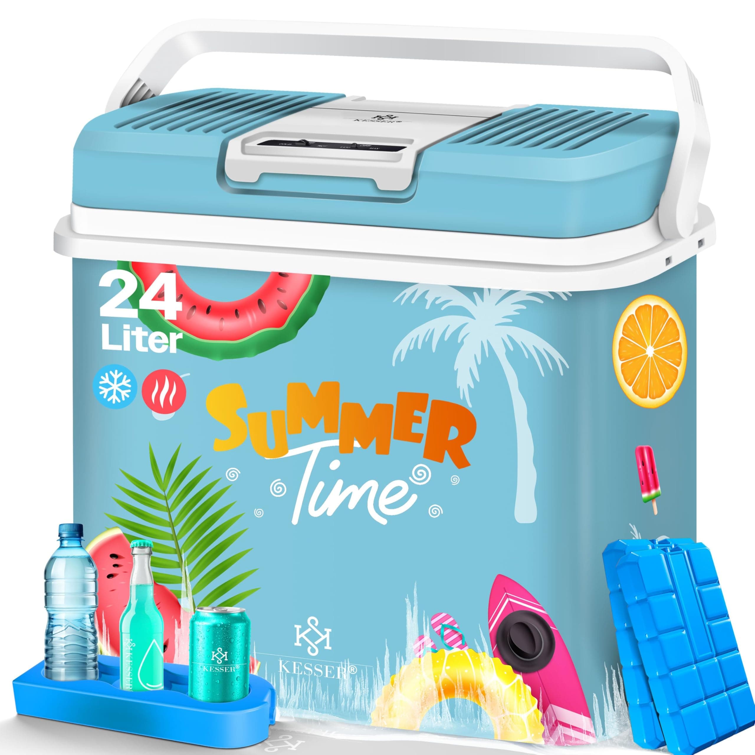 KESSER® 24 Liter Kühlbox | KÜHLT und WÄRMT | Thermo-Elektrische Kühlbox 12 Volt und 230 Volt | Thermobox für Auto, Boot & Camping | Mini-Kühlschrank mit ECO & MAX Modus |