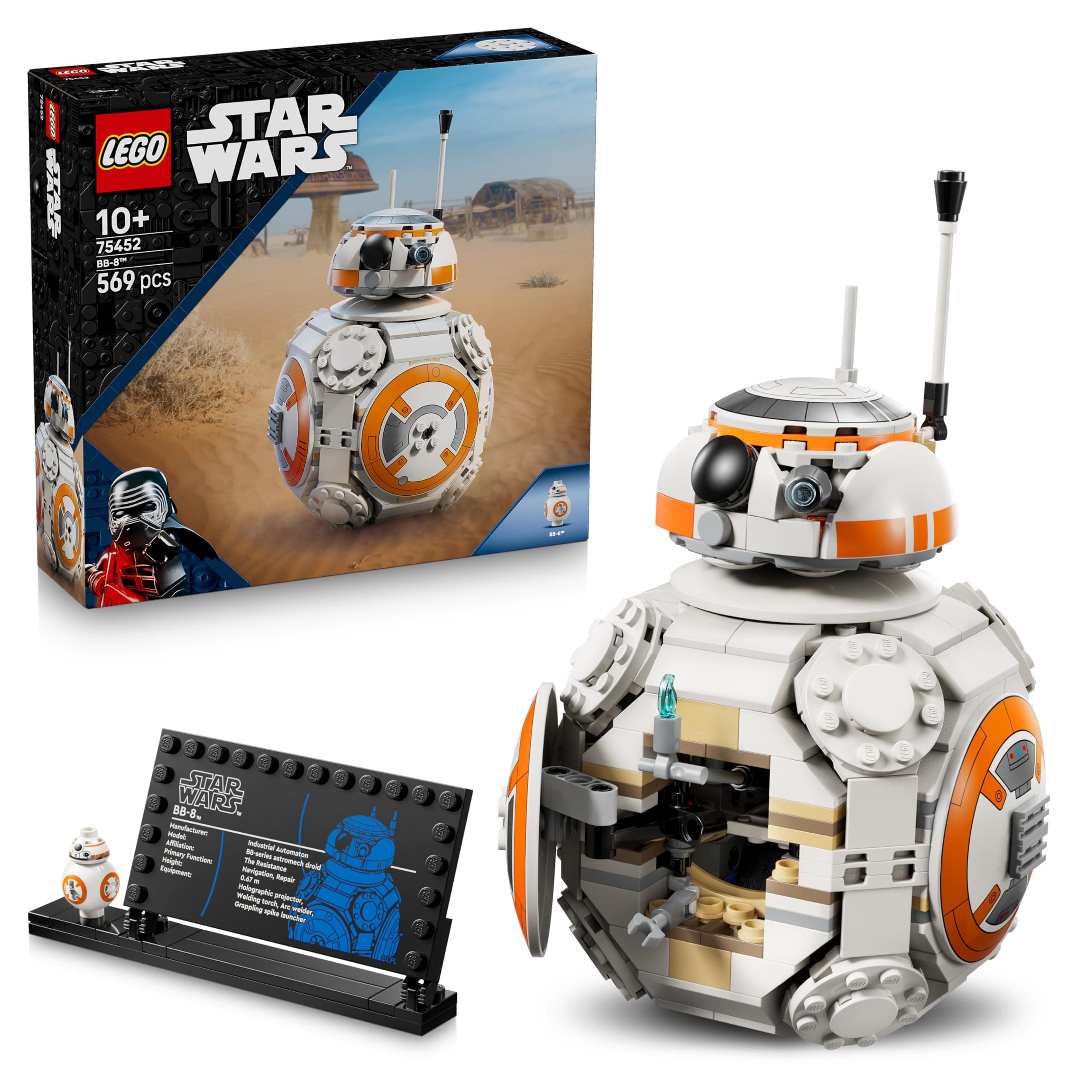LEGO Star Wars 75452 Droide Astromecánico BB-8 - Figura de Juguete con Cabeza Giratoria y Rueda - Decoración para la Habitación Infantil - Regalo para Niños y Niñas de 10+ Años y Fans
