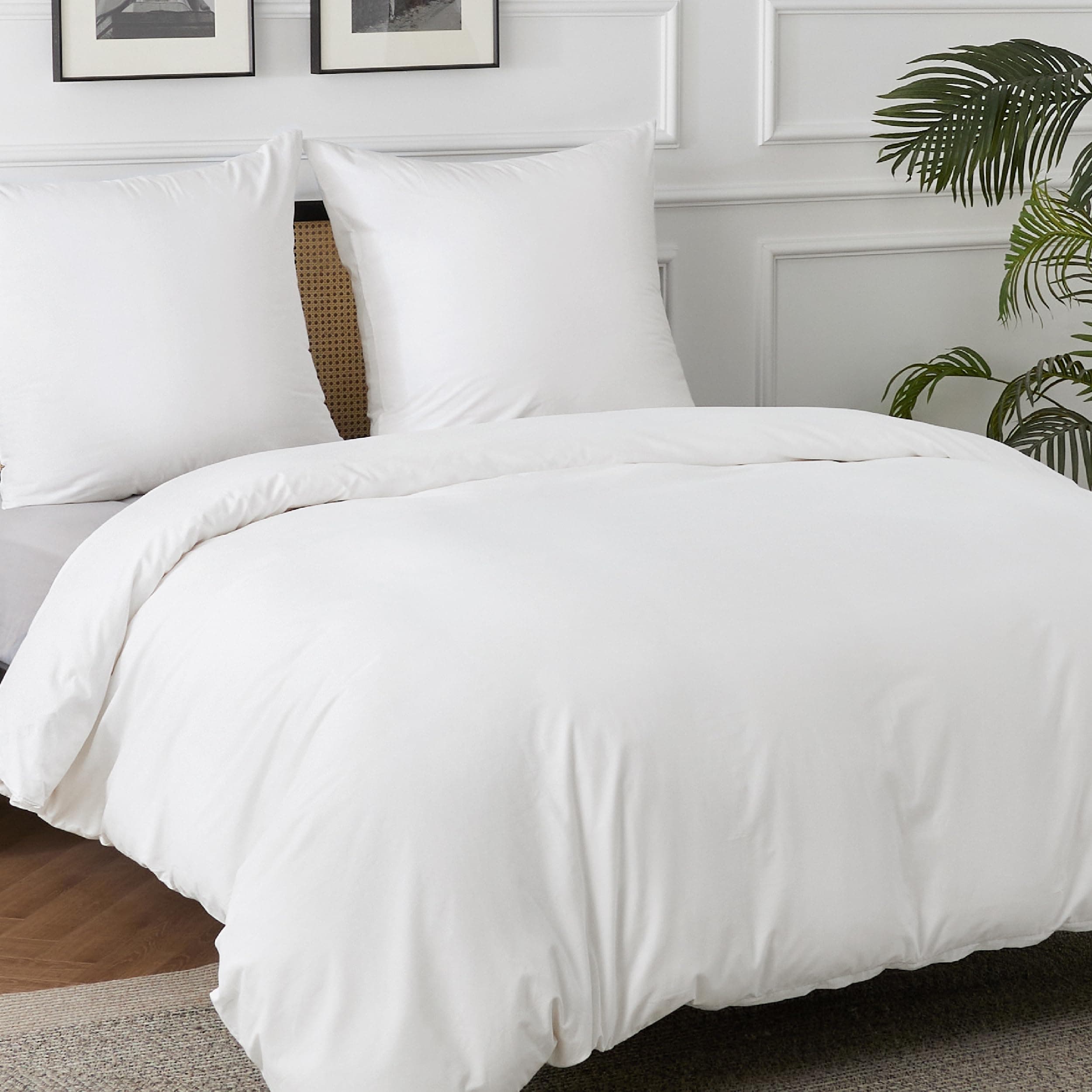 BEDSURE Bettwäsche 220x240 Baumwolle Weiß - Bettwäsche-Sets 220 x 240 cm Bettbezug 3teilig mit 2 Kissenbezüge 80x80 cm, Oeko-TEX Bedding mit Reißverschluss