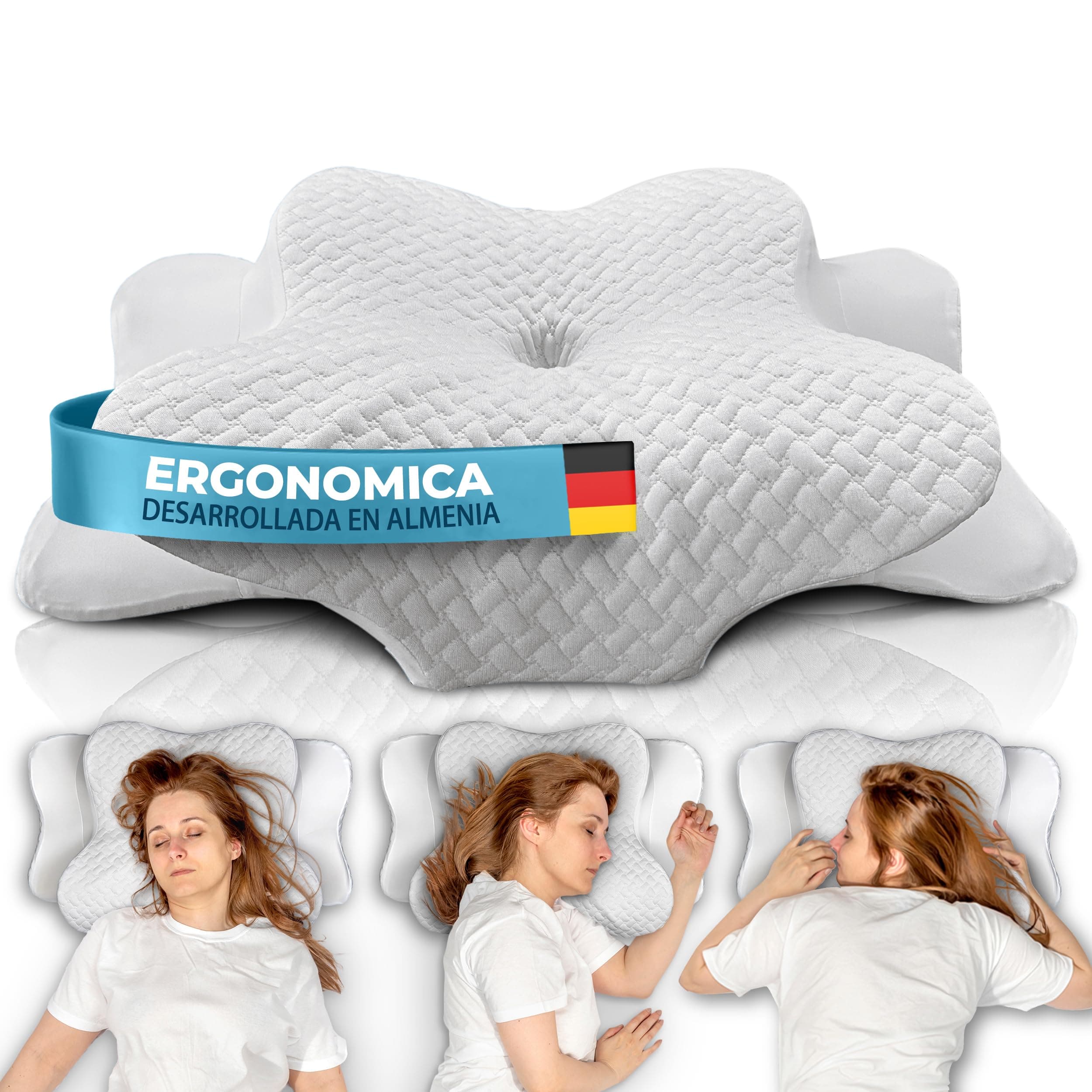 Glückstoff® Almohada de Memory Foam [para Todas Las Posiciones DE Descanso] – Almohada Ergonómica de Memory Foam – Almohada Suave para Cabeza y Cuello – Almohada Transpirable con Funda de Bambú