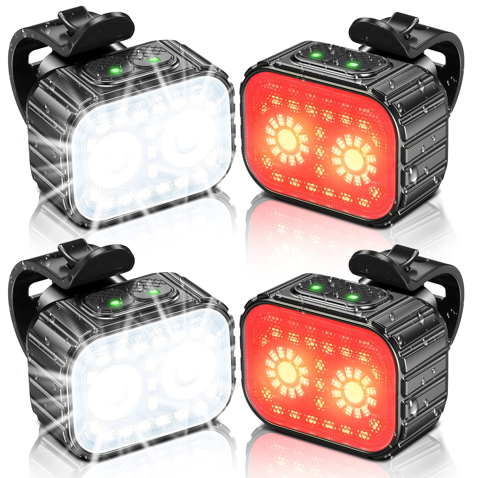 CIRYCASE Luci Bici Anteriori & Posteriori, USB Ricaricabile Luci Bicicletta LED Super Luminosa, Impermeabile IPX6 Luce Bici, 8+12 Modalità di Illuminazione per Guida Notturna, Maggiore Durata Batteria