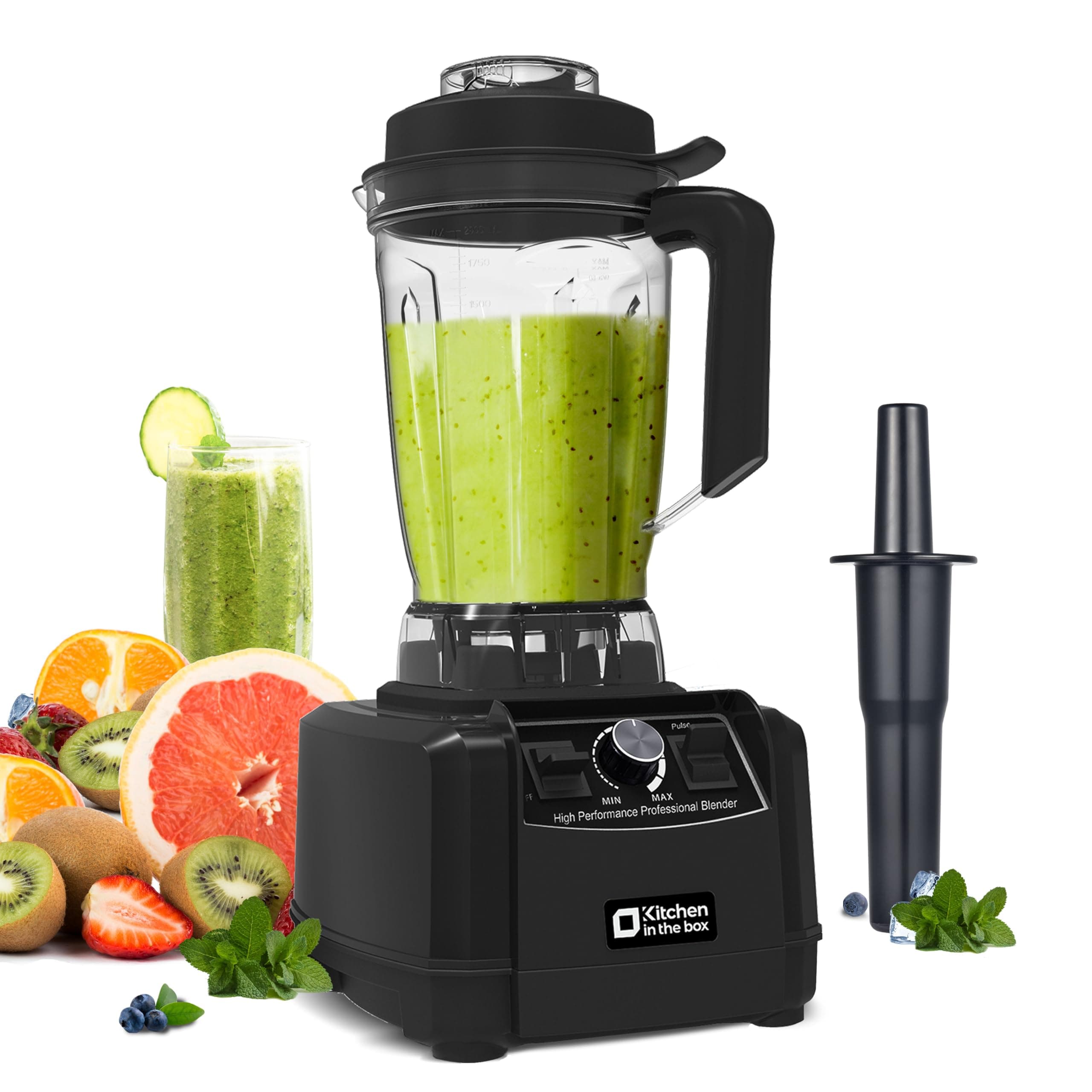 Kitchen in the box Batidora de Vaso,Licuadora Profesional 2L,1500W,8 Cuchillas de Acero Inoxidable,Licúa Batidos Rápidamente,Licuadoras para Zumos y Batidos sin BPA(Negra)