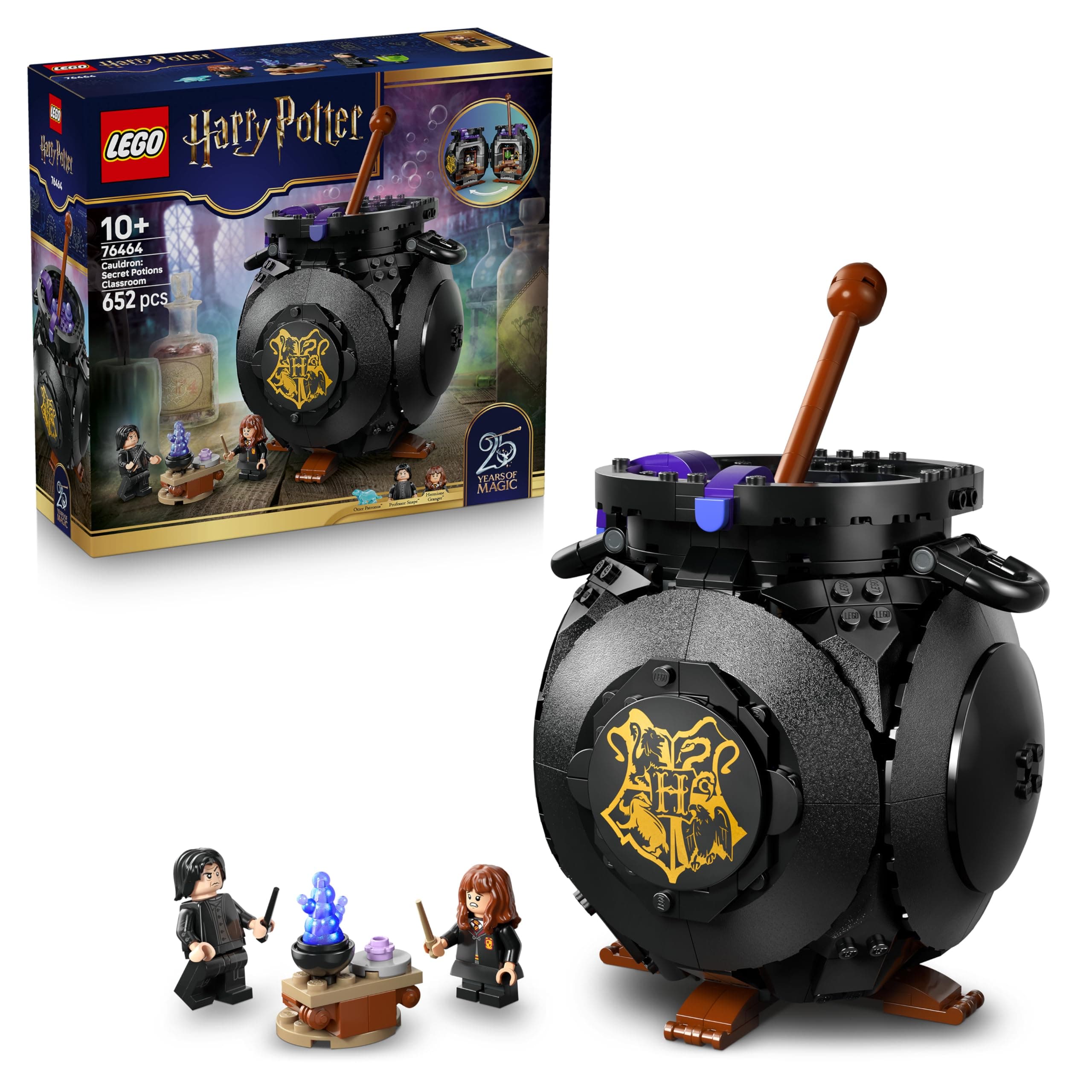 LEGO Harry Potter Caldero: Aula de Pociones Secretas - Decoración para el Dormitorio - Juguete de Colección - Minifiguras de Patronus, Hermione y Snape - Regalo para Niñas y Niños de 10+ Años - 76464