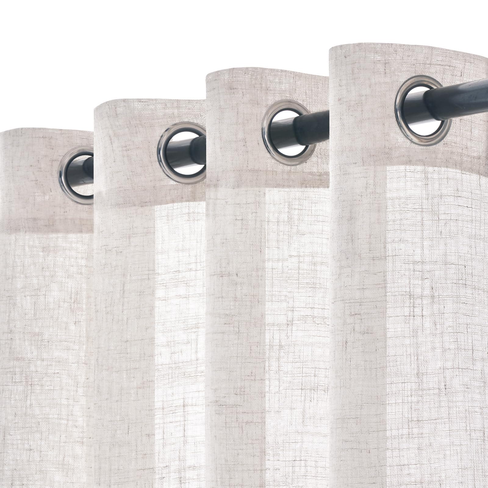 Woaboy Cortinas de Lino Visillo Translúcido Cortinas con Ojales Modernas Decorativas para Salón Ventana Habitación Dormitorio 2 Piezas 140x245 cm Blanco Blanqueado