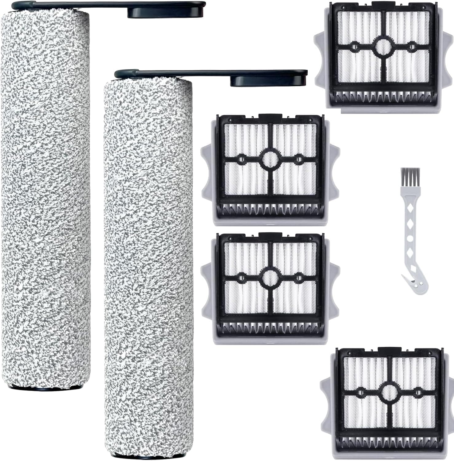 YYDSLEE Kit d'accessoires pour Tineco Floor One Stretch S6/S6 Stretch lite/S7 Stretch Ultra/i6 Stretch/i5 Stretch détachées aspirateur eau et poussière : 7 Pièces (2 Brosses + 4 Filtres + 1 Nettoyeur)