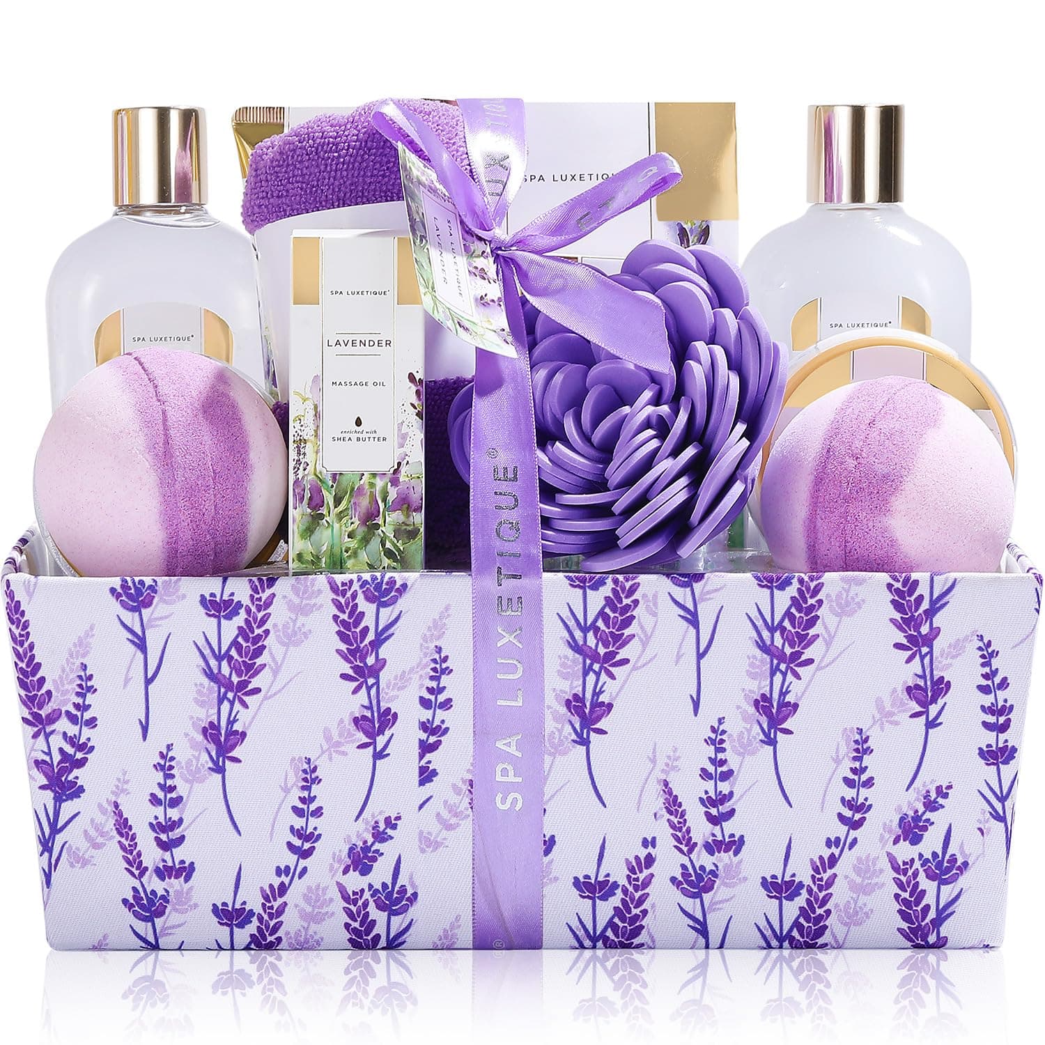 Spa Luxetique Coffret de Bain et de Soins, 12 Pièces, Parfum de Lavande, Lotion pour le Corps, Boules de Bain, Idée Cadeau de Saint Valentin Parfait pour Femme, Cadeaux Noël, Cadeau Fête des Mères