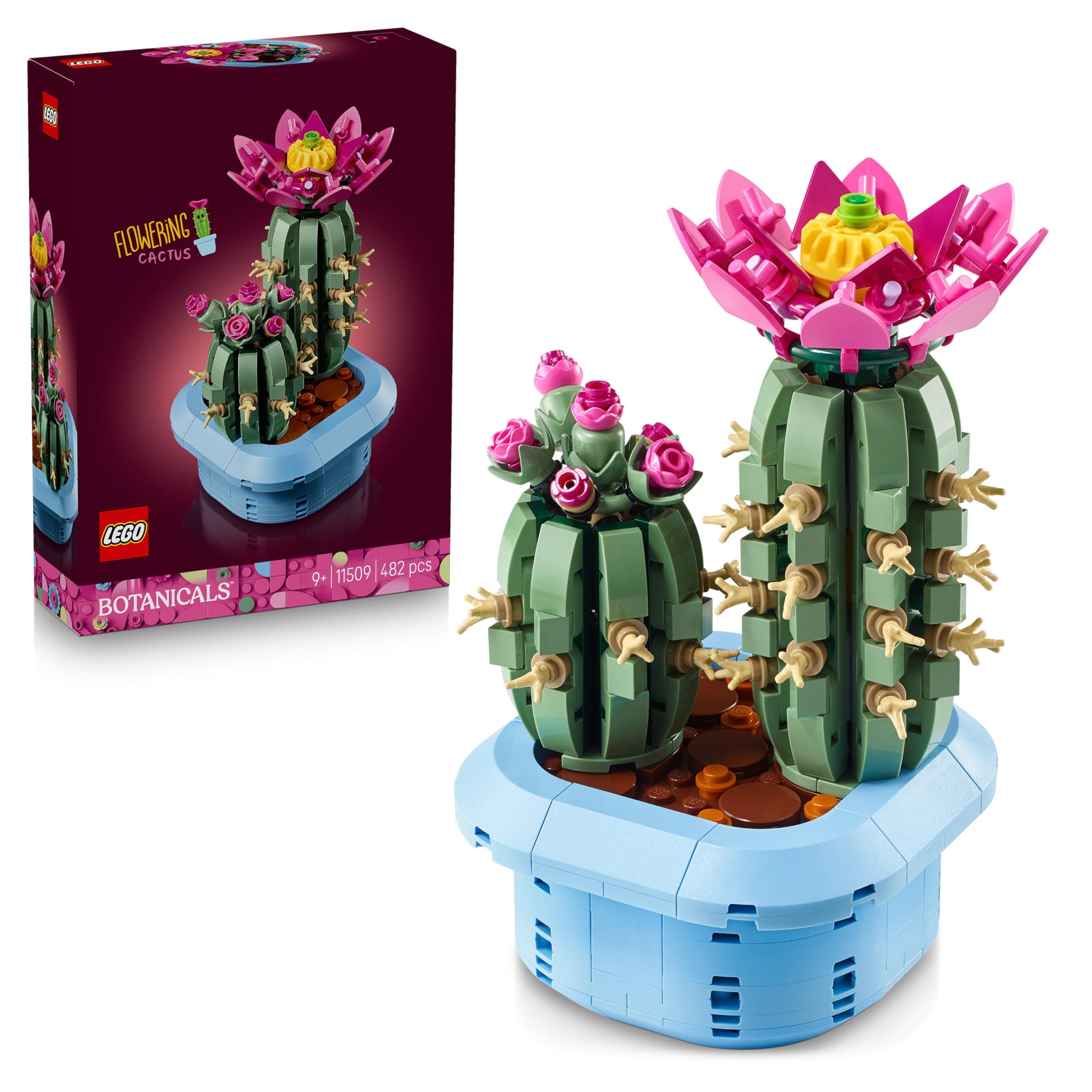 LEGO Botanicals Cactus Fleuri - Set de Plante Artificielle en Pot - 2 Cactus & Fausses Fleurs - Décoration Chambre DIY - Cadeau d'anniversaire pour Fille 9 Ans ou Adulte Passionné.e de Plantes 11509