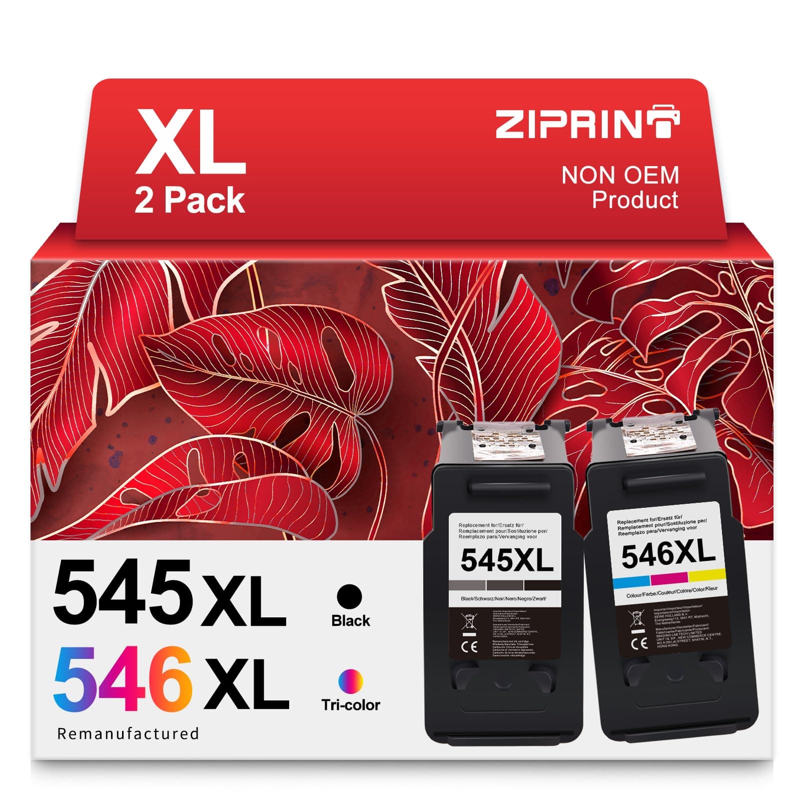ZIPRINT 545 XL 546 XL Cartuchos de Tinta Compatible para Canon PG-545XL CL-546XL Cartucho para Canon Pixma MG2450 MG2550 MG2950 TS3150 TS3151 TS3350 TR4550 TR4551 MX495 (Negra y Color,2-Pack)