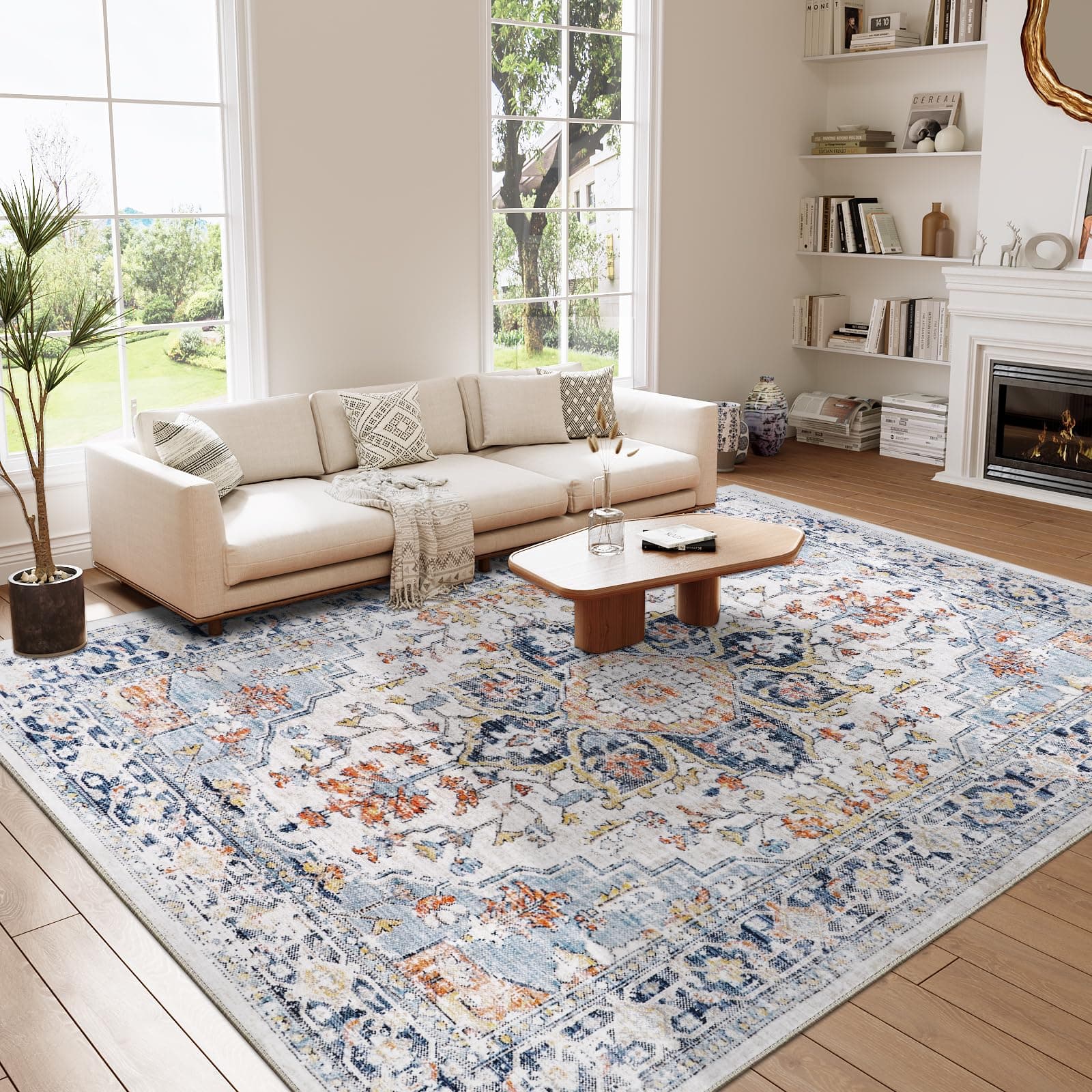 Homcomodar Alfombra Salon Pelo Corto 160x230cm Alfombra Dormitorio Matrimonio Carpet Rugs for Living Room Alfombras Lavables de Salon Comedor Habitacion Azul