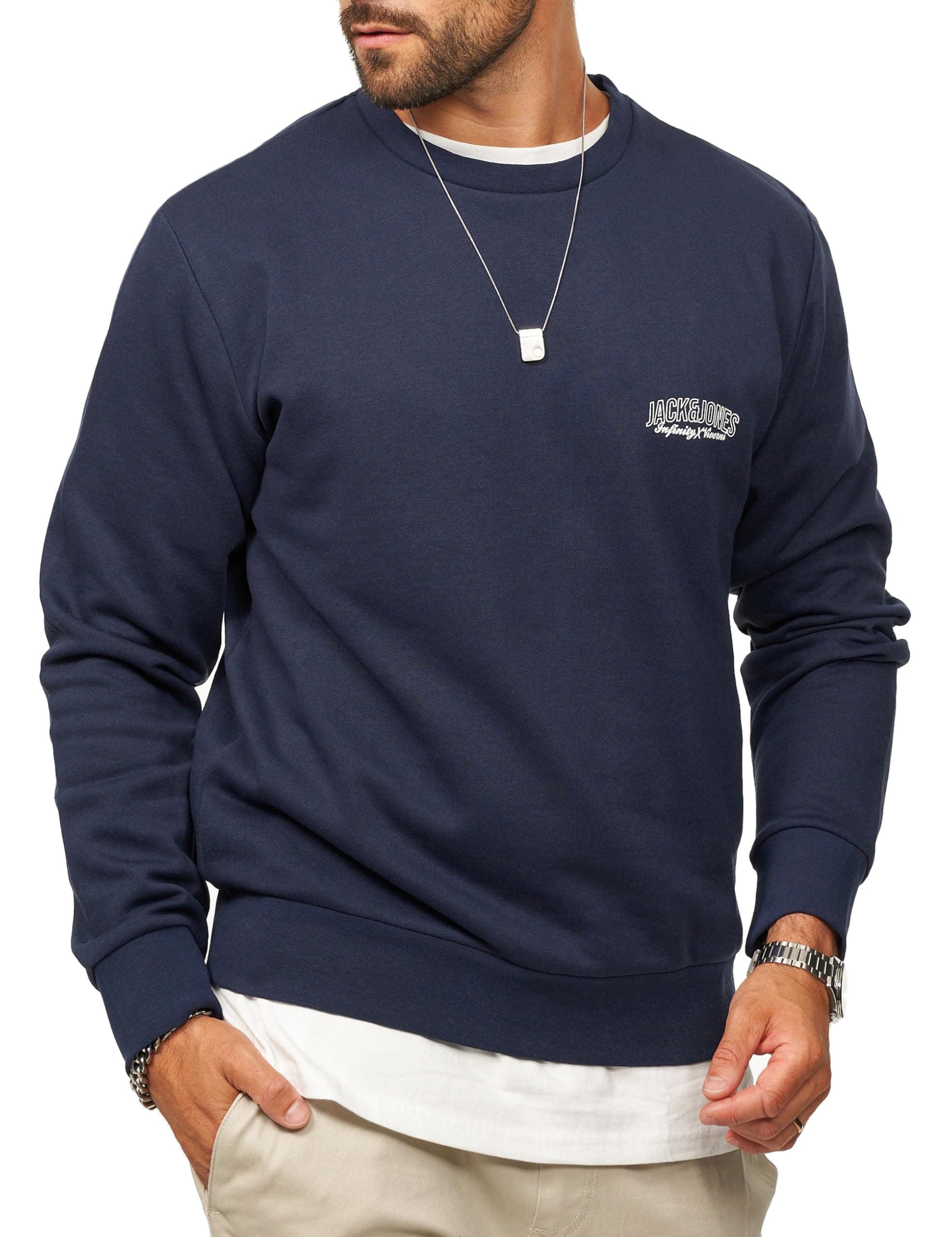 JACK & JONES Herren Sweatshirt mit Rundhals Crewneck Pullover Sweater für Männer im Regular-Fit