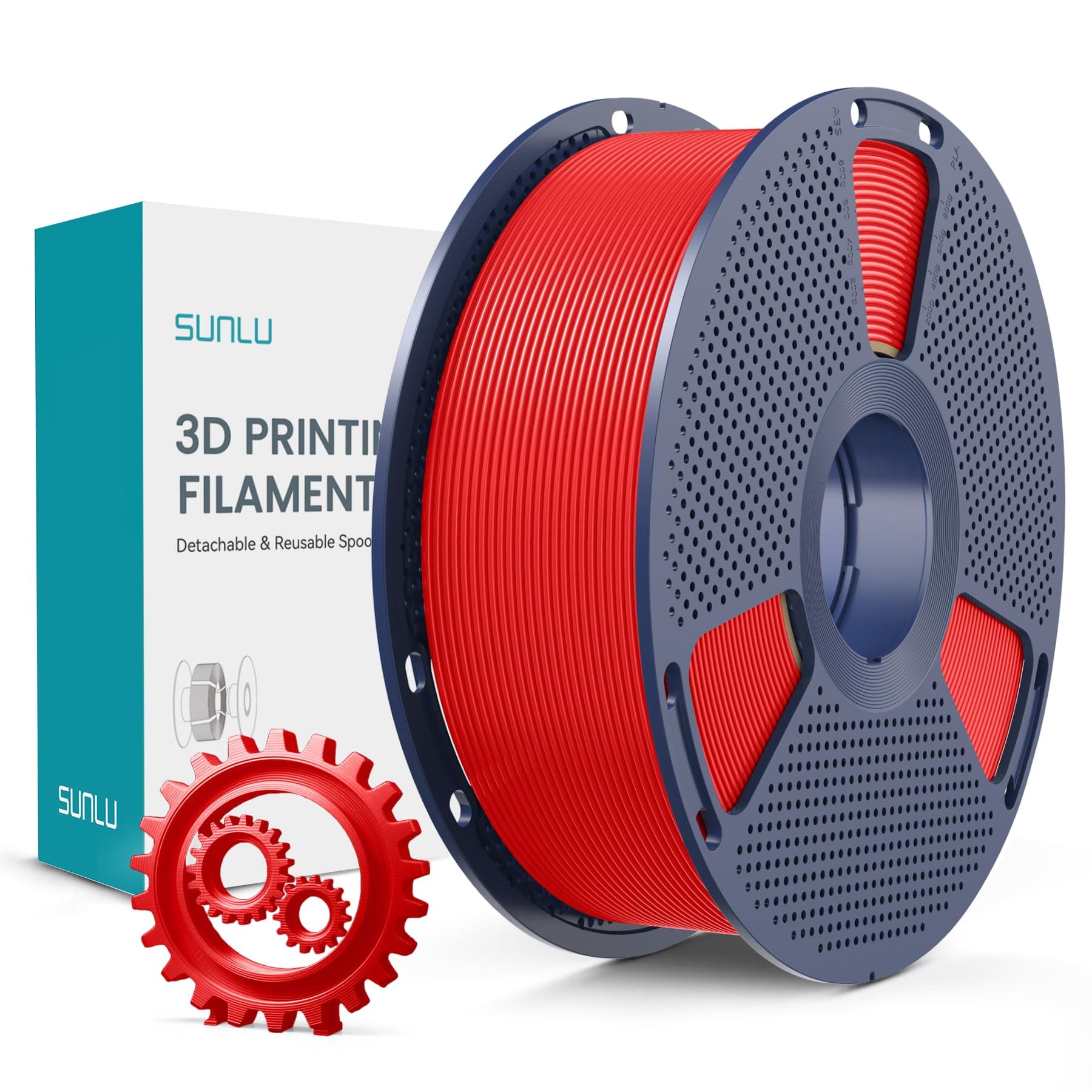 SUNLU PLA+ Filament 1.75mm, Verbesserte Haltbarkeit und Hohe Festigkeit, PLA Plus 3D Druckerfilament für 3D FDM Drucker, 1KG Spule, pla+ Rot