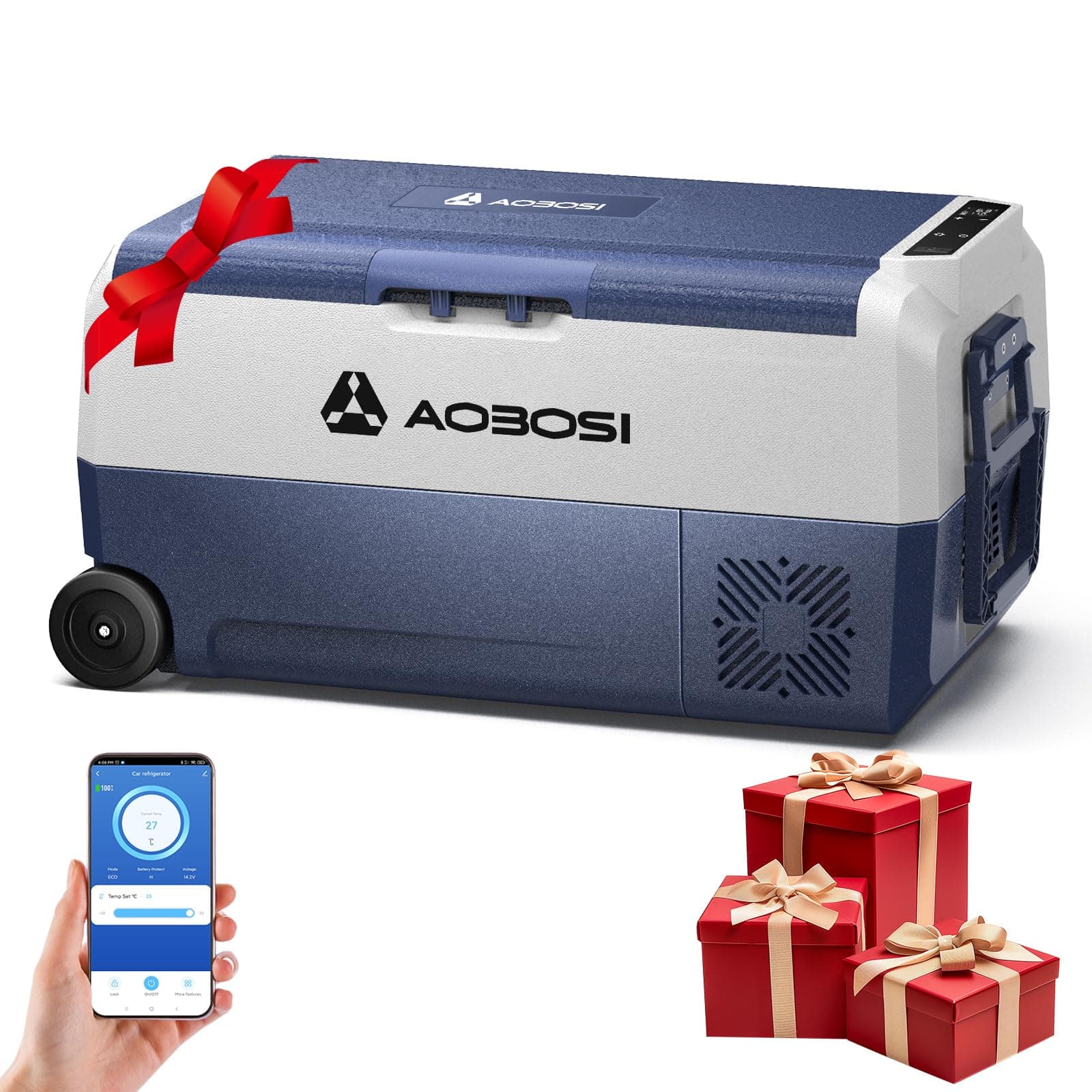 AAOBOSI Glaciere a Compression 36l, Glaciere Electrique 12 V/24 V et 100-240 V, Glacière à Compression -20 ℃ à 20 ℃, Idéal pour Camping, Voiture, Camion, Bateau, Caravane, Voyage et Maison