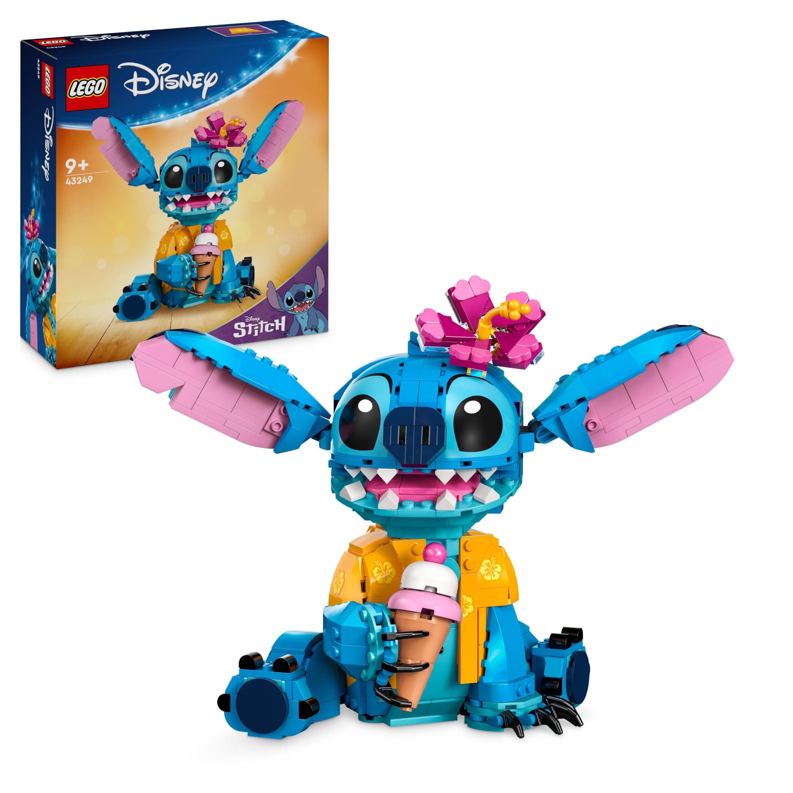LEGO | Disney Stitch Juguete de Construcción - Figura Articulada para Jugar y Exponer con Cucurucho de Helado y Flor - Regalo para Niñas y Niños de 9+ Años Fans de la Película Lilo y Stitch 43249