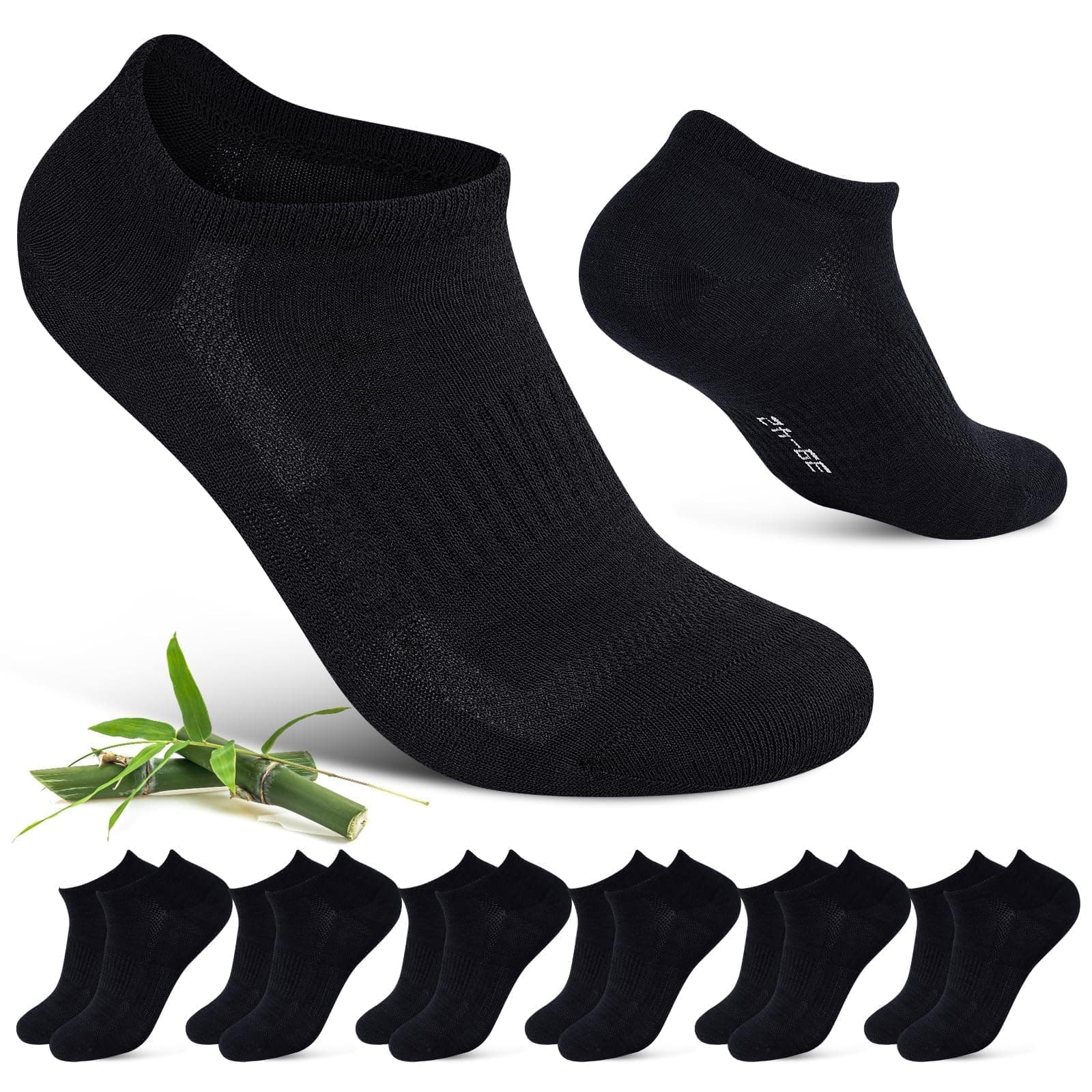 Cirorld Calcetines deportivos para hombre y mujer, de bambú, transpirables, para correr, de algodón, 6 pares