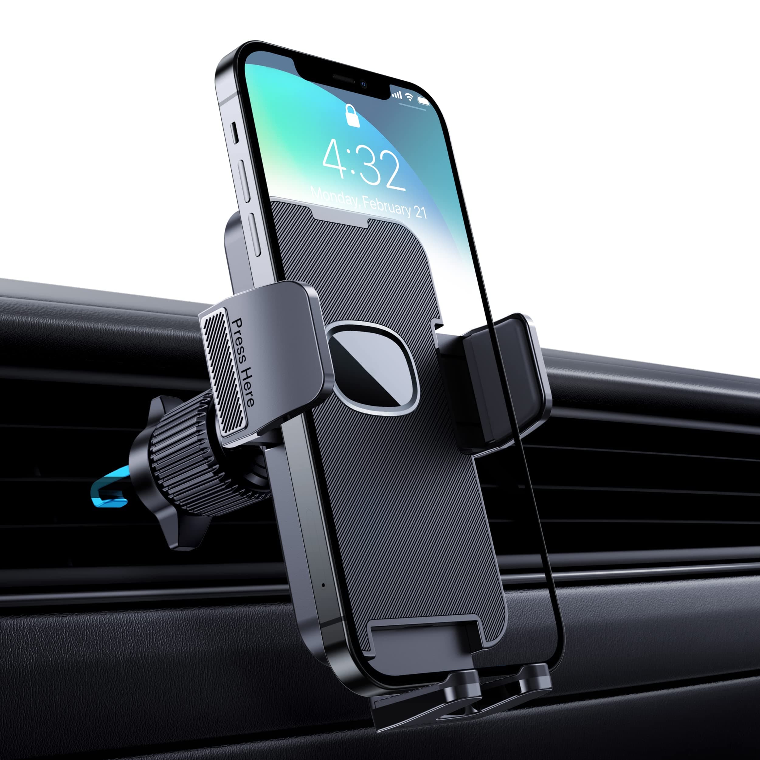 CINDRO Support Téléphone Voiture [Clip de Qualité Militaire] Porte Téléphone Rotatif à 360 Degrés pour Grille D'aération de Voiture GPS pour Smartphone iPhone Android (Noir)
