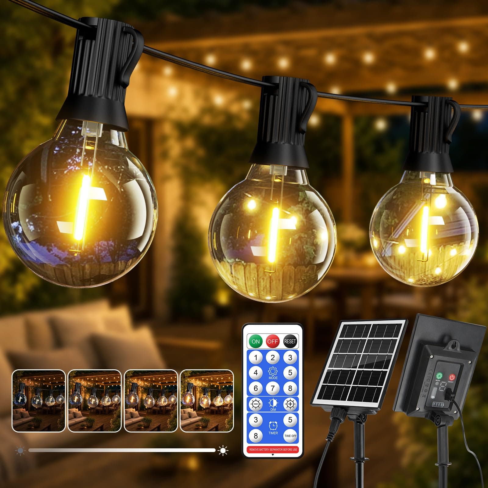 Hoteril Luci Solari Da Esterno 15M Luci Solari Da Giardino con 19+2 Catena Luminosa Esterno G40 Luci Da Esterno Giardino Lampadine Globo Infrangibili per Balcone Gazebo Patii Matrimoni e Feste