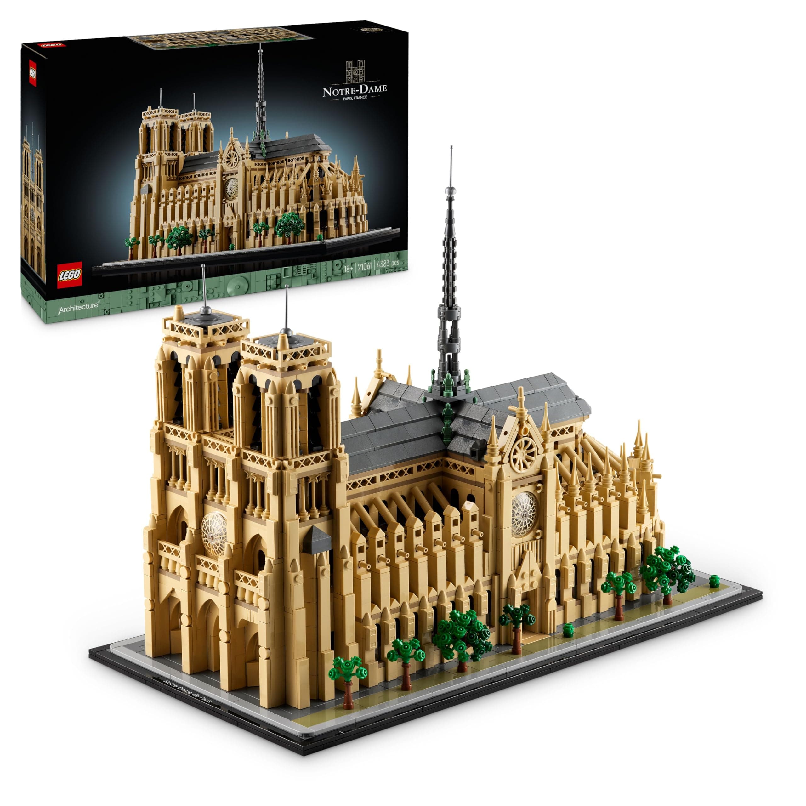 LEGO Architecture Notre-Dame de Paris, Kit Modellismo per Adulti da Costruire, Modellino di Monumento da Collezione, Gadget Regalo di Compleanno per Mamma, Papà, Amanti della Storia 21061