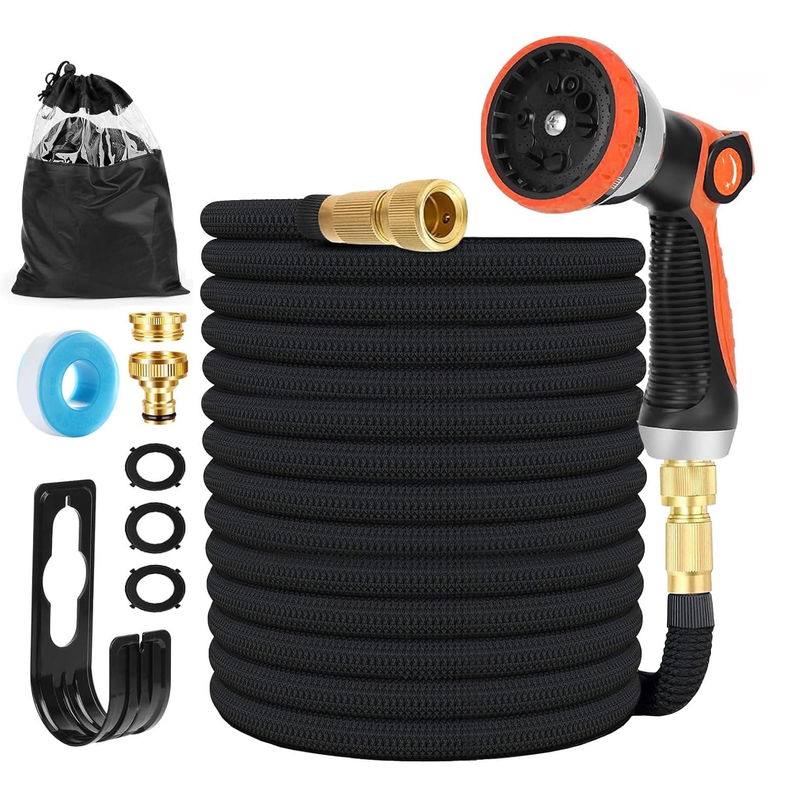 Manguera de Jardin Extensible 7.5M (3x2.5M), Mangueras Jardin con Pistola Rociadora de 10 Funciones Manguera Flexible y Ligera para Lavado de Coche, Jardín, Lavar la Mascota